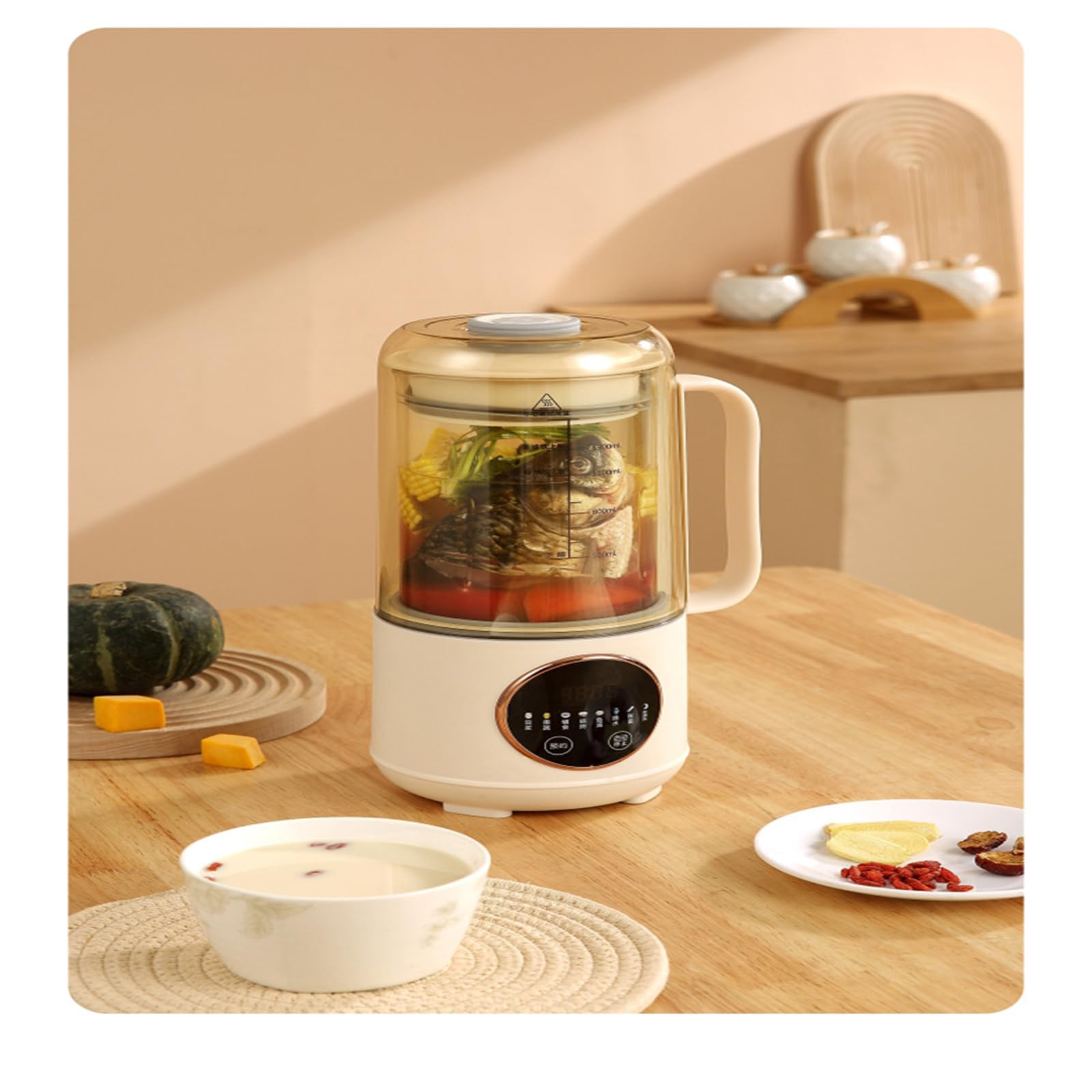 Sojamilchbereiter 1,5 L, Nussmilchbereiter Mit 9 Voreinstellungen/Rezepten/Selbstreinigung, Hausgemachte Sojamilch, Mandelmilch, Vegane Nussmilch, Hafermilch, Pflanzliche Milch, Brei, Paste, Saft