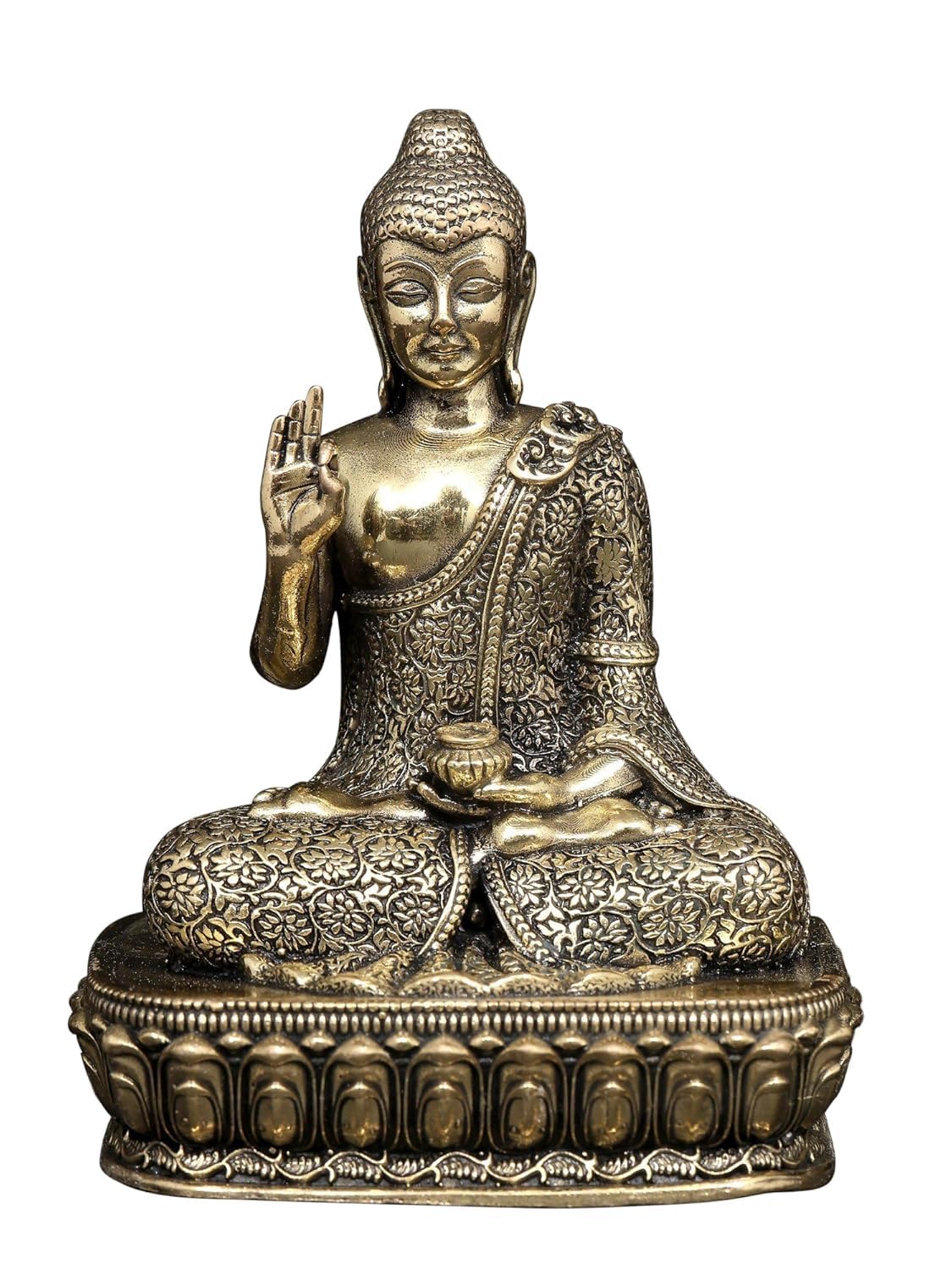 Idole de Bouddha en laiton : statue decoration interieure feng shui asiatique