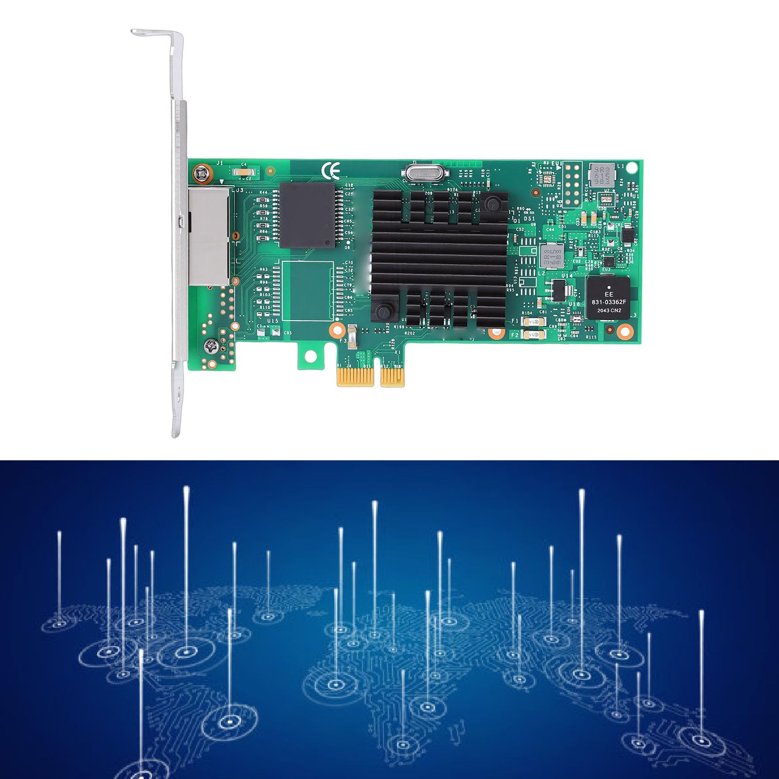 Generic Scheda di Rete PCIe Adattatore Gigabit Ethernet 1G con Doppie Porte RJ45, Utilizzo Versatile per Server/PC Industriali, Staffa Inclusa