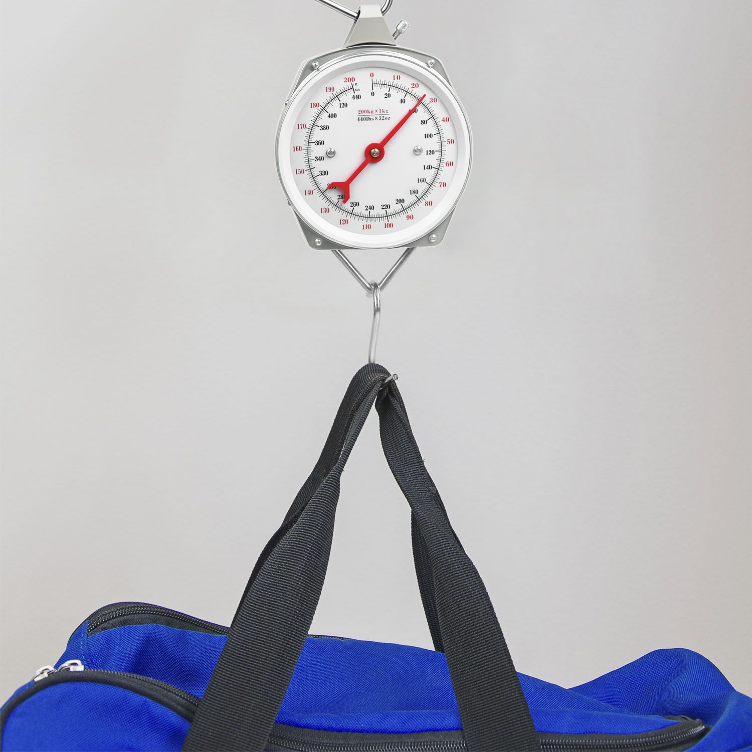 QWORK® waga wisząca, waga bagażowa z haczykiem, szara, 200 kg