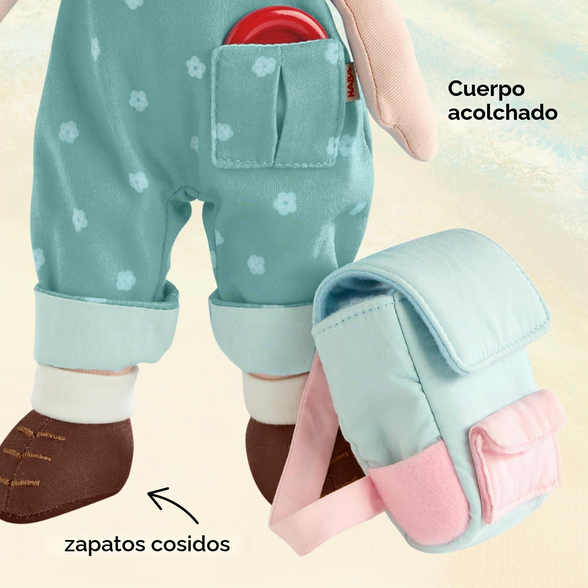 HABA Carmushka Tilli - Muñeca de Trapo para niños pequeños de 30 cm, Suave, Lavable y fácil de Poner, a Partir de 18 Meses, conocida por Mi botón, un Universo – 2013203001