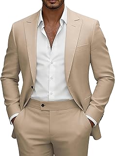 Mens Suit 2 Piece Slim Fit Suits for Men Peak Lapel 1 Button Suit Formal Wedding Prom Groom Blazer Pant Tuxedo