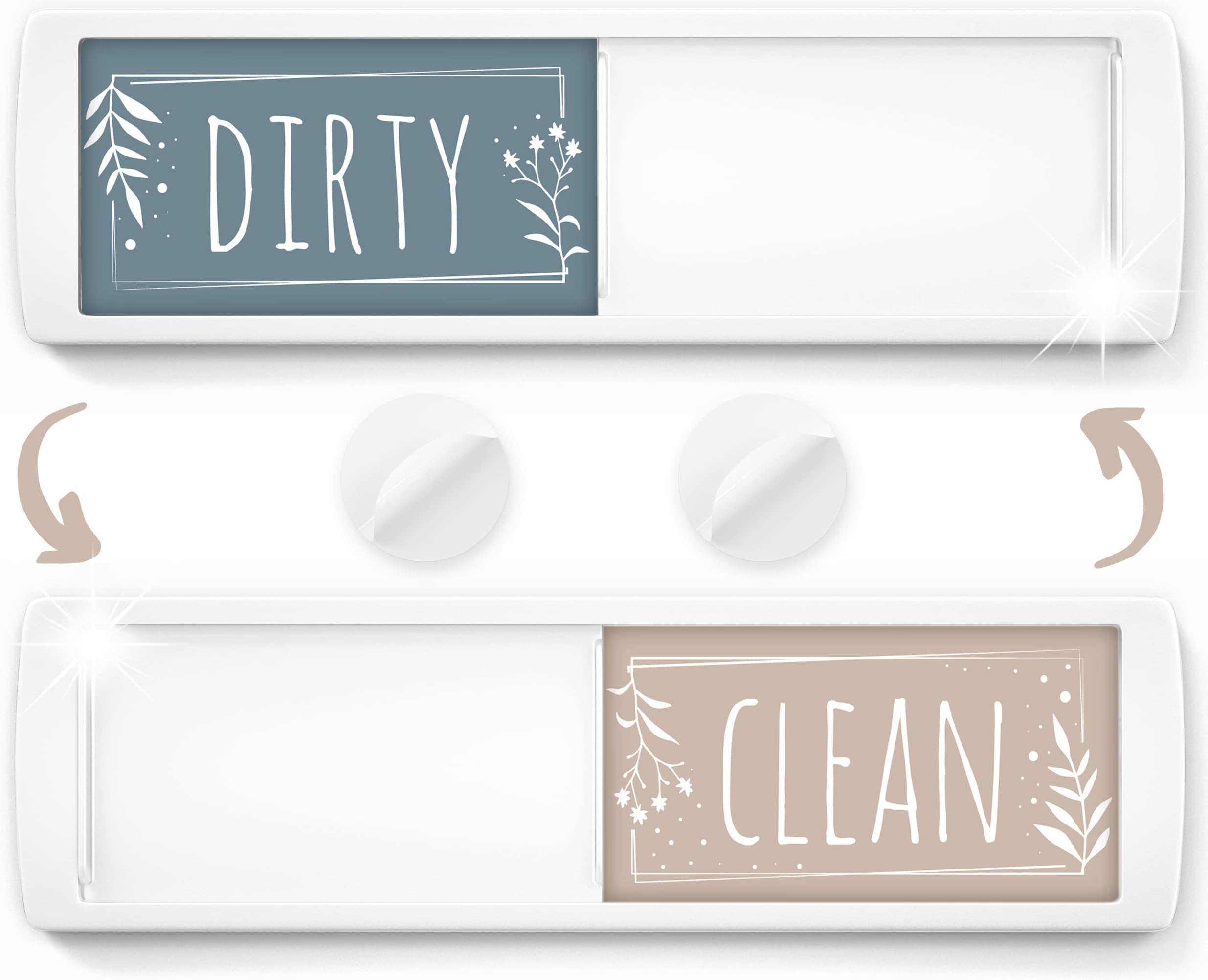 ASSURED SIGNS Stylish Clean Dirty Magnet for Dishwasher 7 x 2 Inch - Dishwasher Magnet Clean Dirty Sign for Kitchen with Sliding Indicator - Promotes Family Routines and Organization