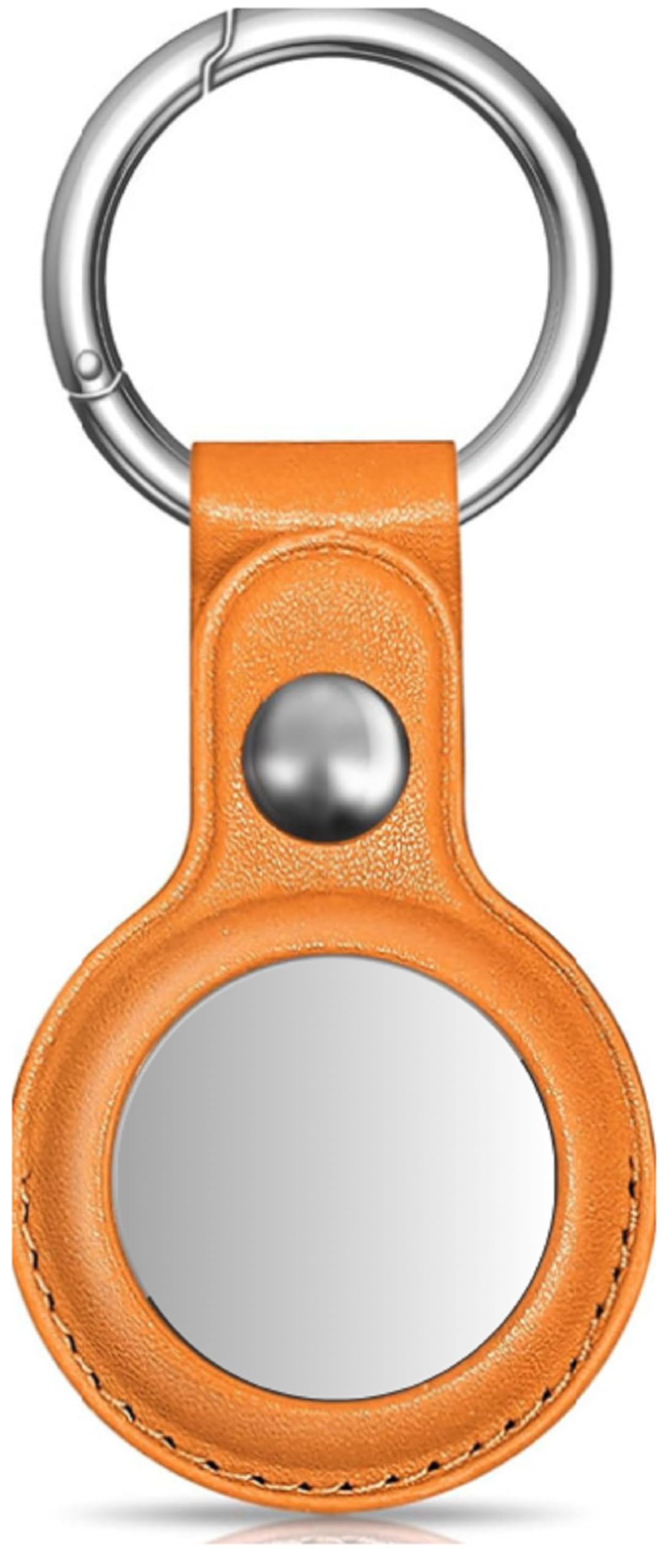PEFKO PSS48 Premium Faux Leather Key Ring Holder Case Cover Compatible with Apple Airtag [ Only Key Holder Cover, Airtag Not Included ] (Yellow)-image-45
