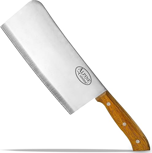 Alpine Cuisine Cuchillo de carnicero de acero inoxidable de 8 pulgadas, mango de madera de rosa, cuchillo de chef para cocina en casa, cuchilla Alpine Cuisine Cuchillo de carnicero de acero inoxidable de 8 pulgadas, mango de madera de rosa, cuchillo de chef para cocina en casa, cuchilla