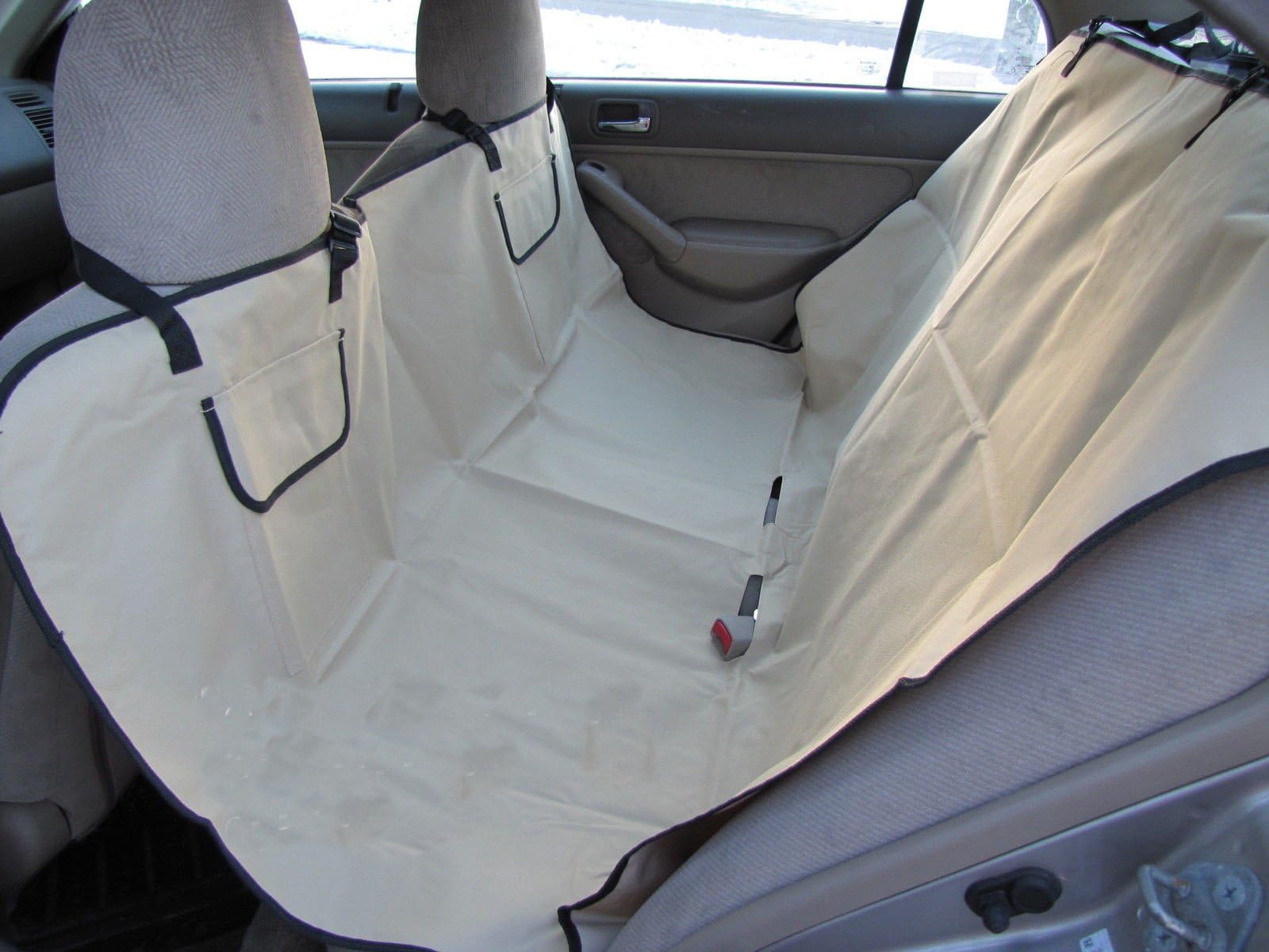 Heavy Duty Dog/Cat/Pet Travel Hammock,Waterproof Car Seat Cover w/Storage,Khaki