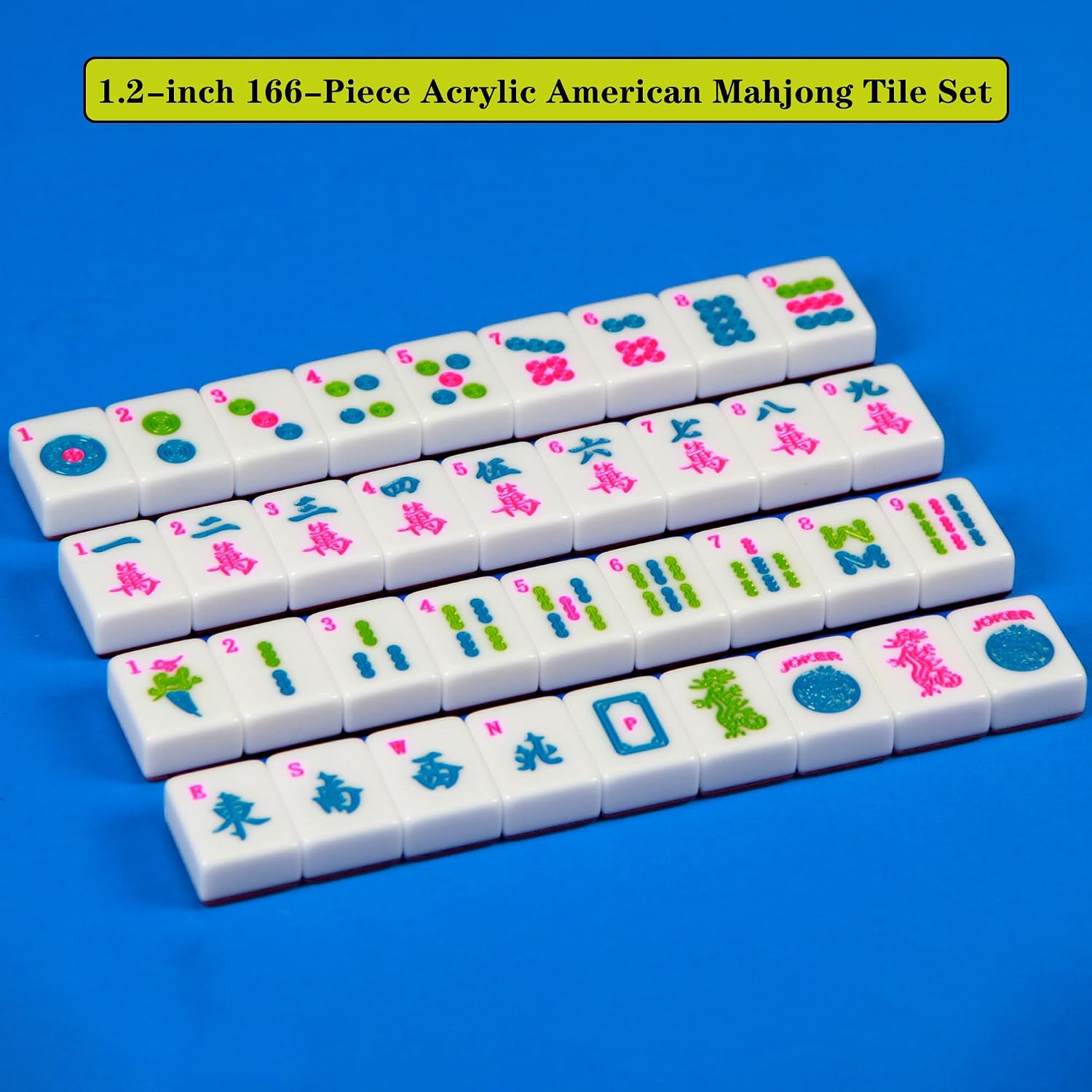 Acrylic American Mahjong Set 166 Mahjong Tile Set 1.2-inch American Mahjong Tile Set