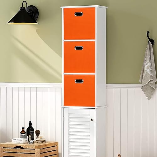 Miniatura 5 de Cubos de almacenamiento plegables negros, cajas de almacenamiento de tela, cestas organizadoras con asas dobles para organizador del hogar (naranja)