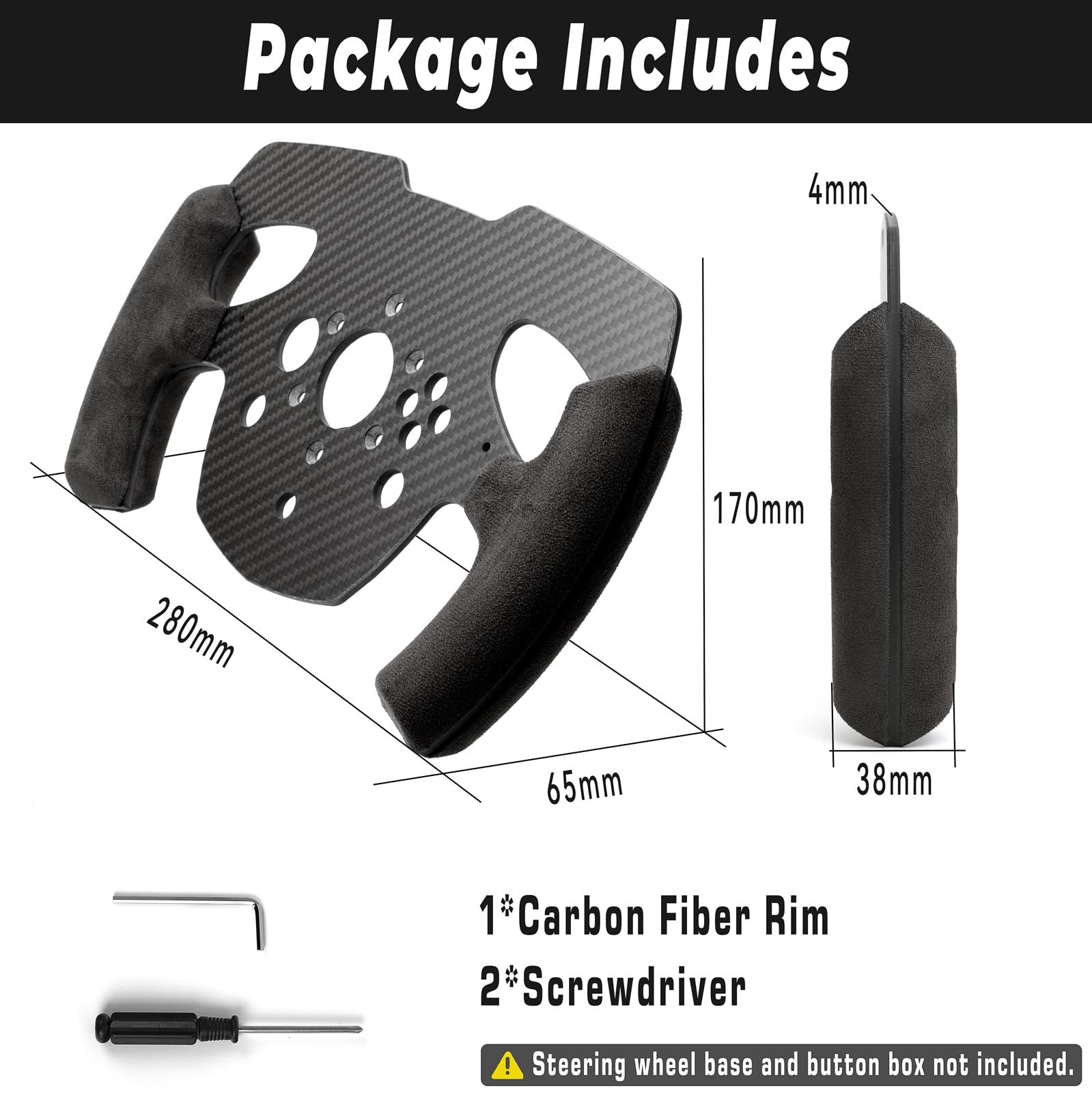 sciuU Roue de Volant Fibre Carbone compatible avec Thrustmaster T300 RS/GT