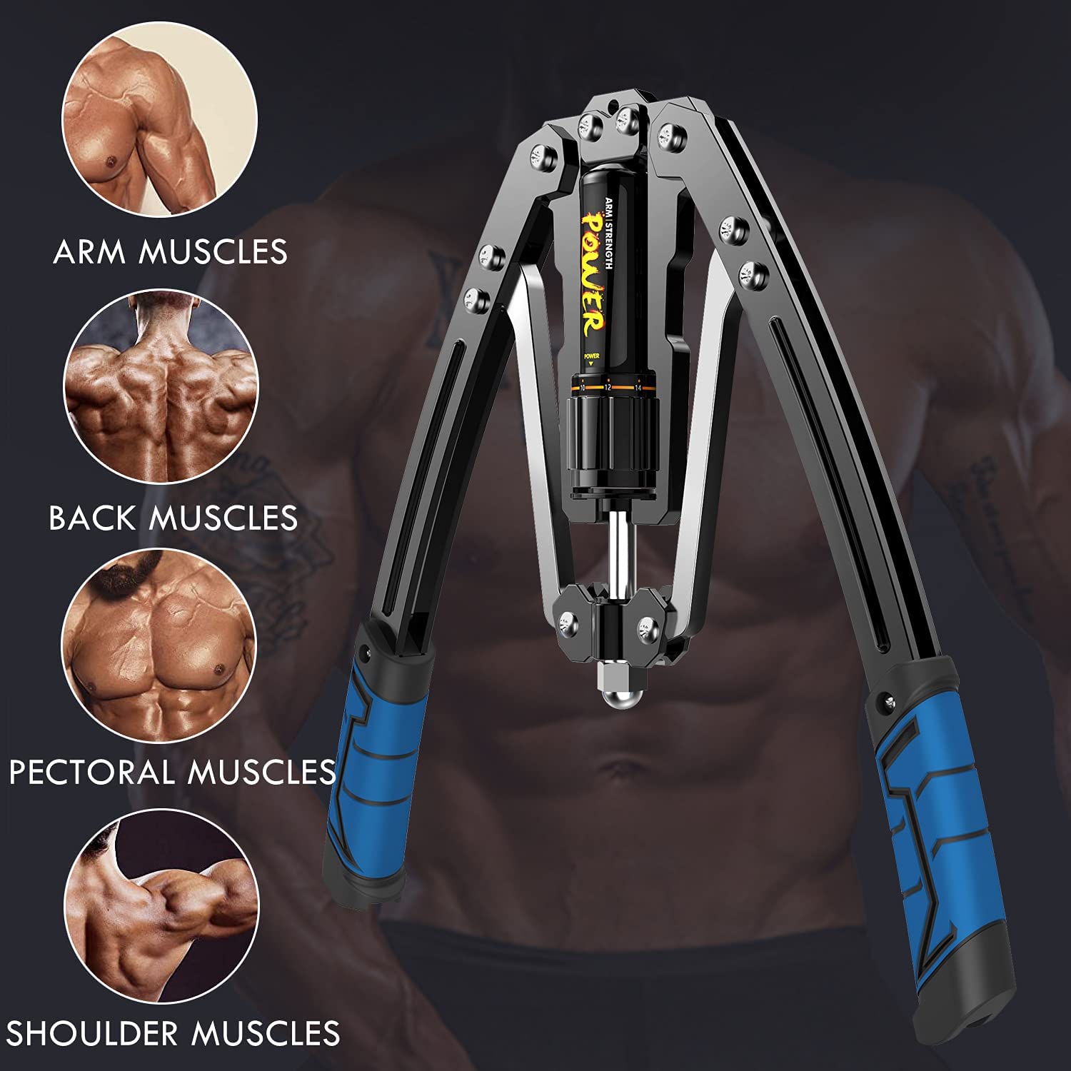 BLAGO Adjustable Hydraulic Power Twister Arm Forearm Exerciser 22-440lbs Home Chest Expander for Arm, Biceps, Abdomen, Shoulder and Chest Muscle Strength Training 1
