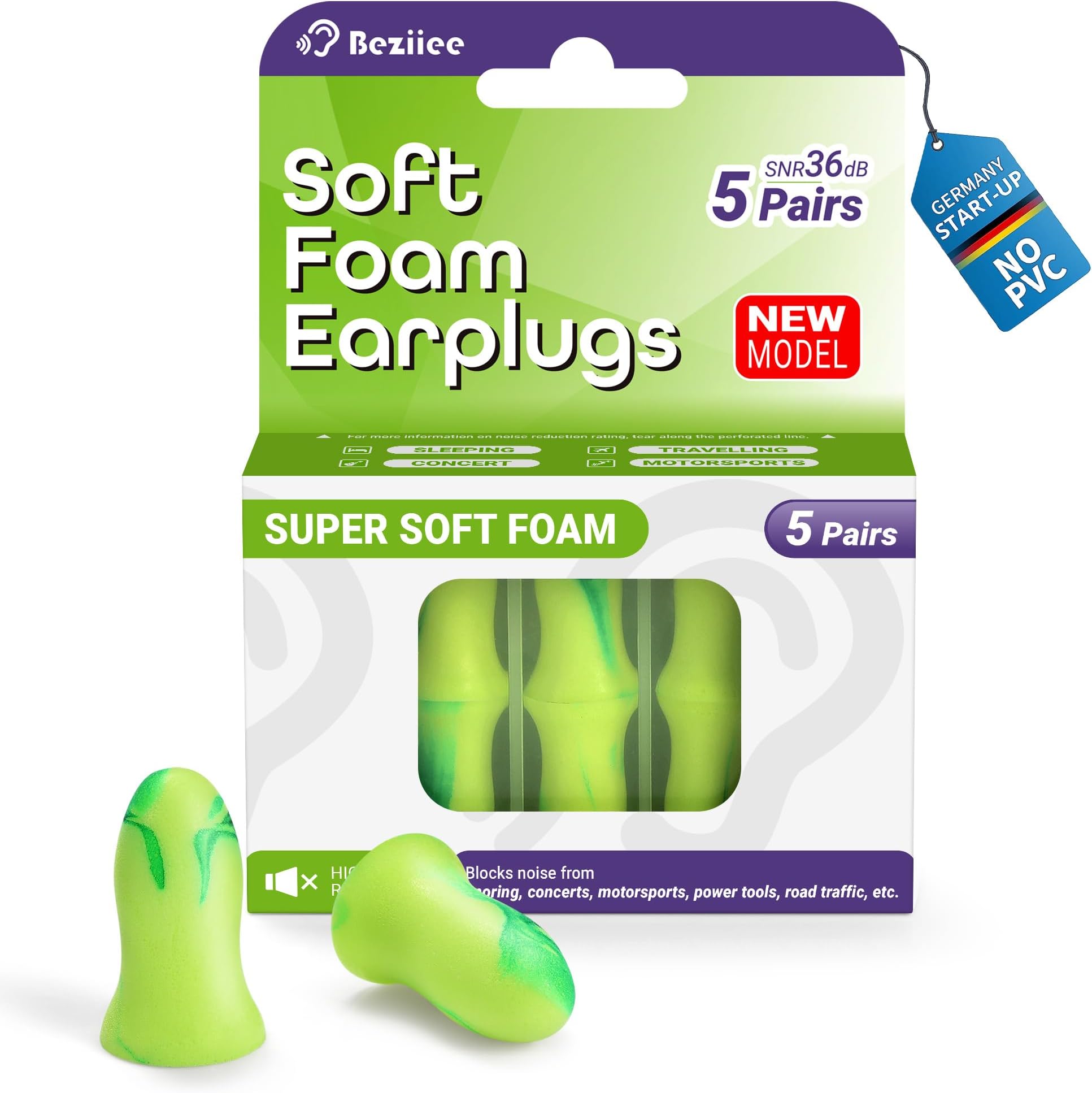 Mack's Snore BLOCKERS Soft Foam Earplugs 100 Pair Tub Individually