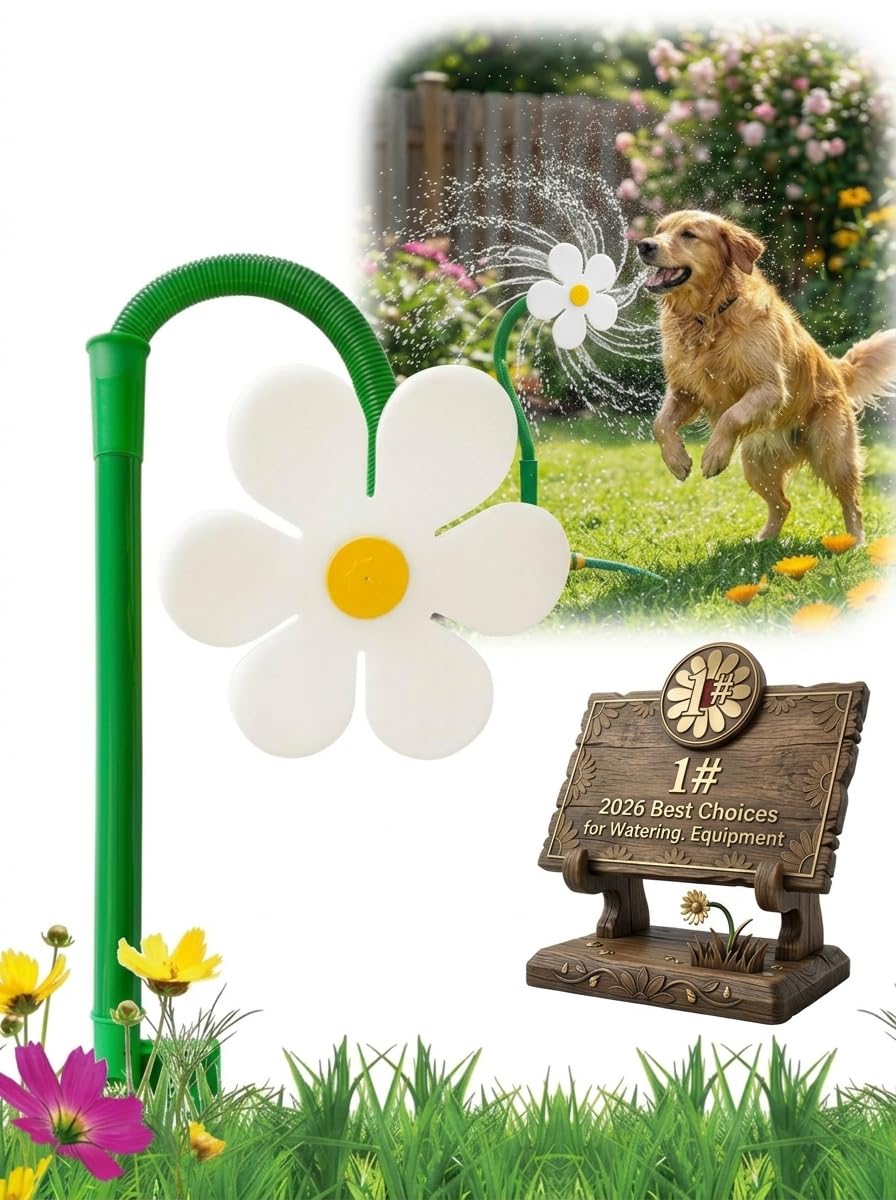Photo 1 of !!FINAL SALE!!!Crazy Daisy Sprinkler Dog Flower Fun Water Sunflower Toy Dazy for Yard & Kids Dancing Hose Play Chain Lawn Garden 2026 Upgrade Daisies 360° Rotating Swinging Funny Small Nails Outdoor (White)