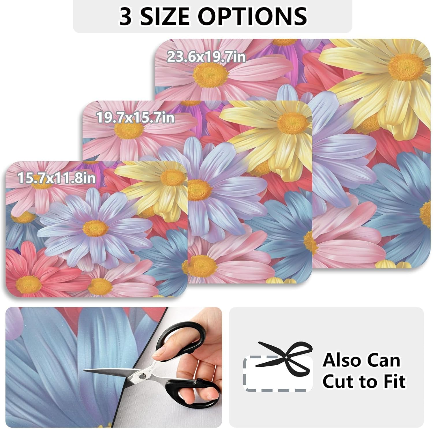 Dish Drying Mat 20 x 24 Inch with Non Slip Rubber Backed, Daisy (2) Dish Drying Pad Dish Rack Pad Drainer Mat for Kitchen Counter Coffee Bar, L