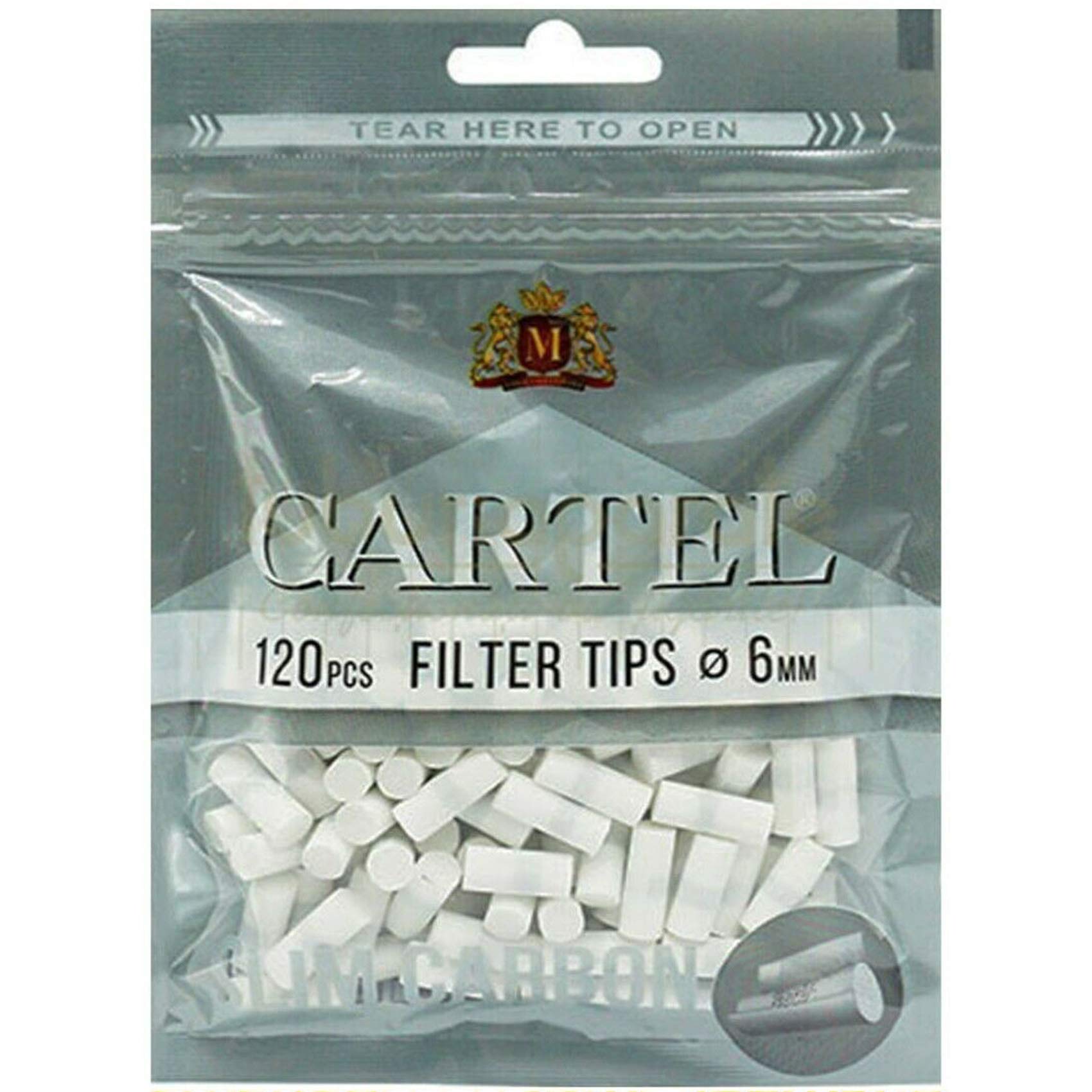 Cartel 120-3600 x SLIM CARBON Filter Tips Rolling Paper 6mm Charcoal Cigarette Tobacco Resealable Zip Lock SILVER Bags Smoking UK FREE P&P (1 x Pack (120 Filter Tips))