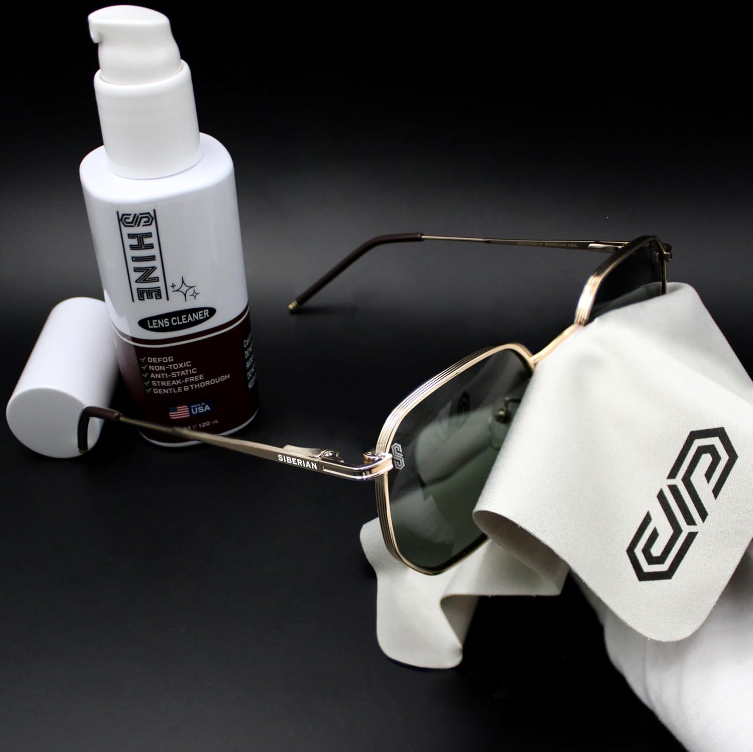 Shine Liquid Cleaner 1.7oz Spray Powered by SIBERIAN USA (1), Fabric Cloth, (1) Screwdriver for Camera, Devices, Eyewear Lenses 50ml