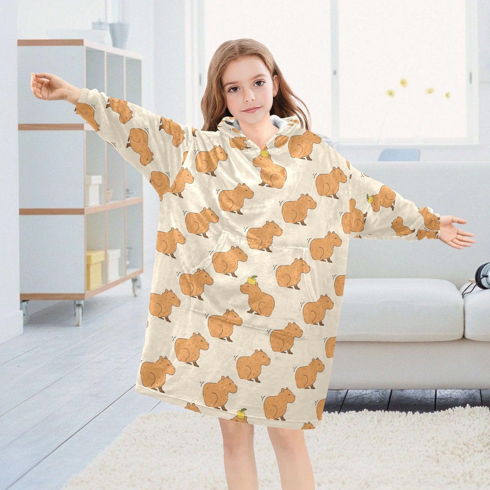 Tragbare Decken für Kinder, super weich, warm, gemütlich, übergroße Decke, Kapuzenpullover, Geschenke 3–14 Jahre, Jungen, Mädchen, Teenager, mit Tasche