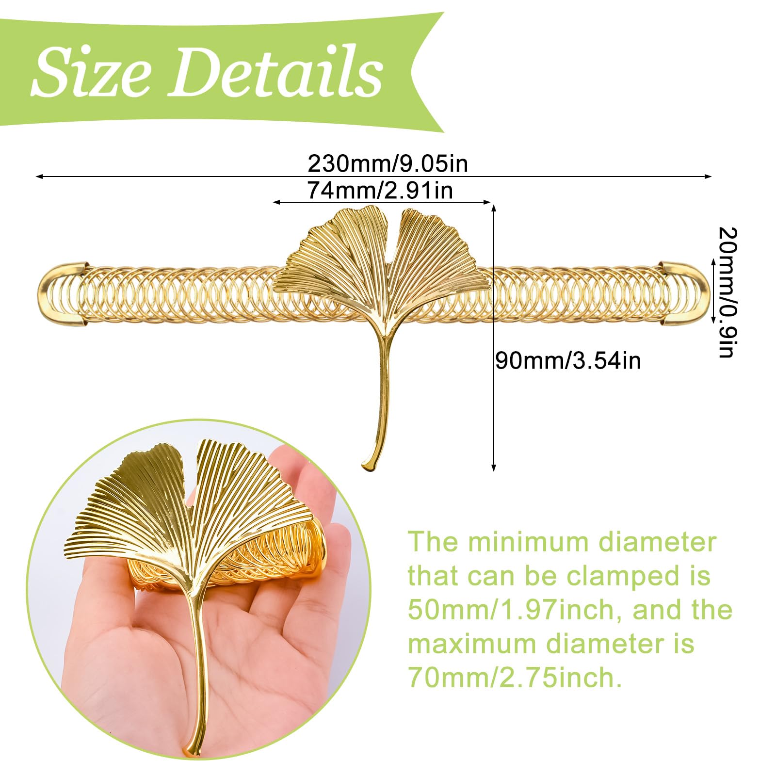 UFURMATE Curtain Tiebacks, 2Pcs Metal Drapery Holdback Modern Simple Style Curtain Tie Backs Strenchy Wire Rope Curtain Straps for Home Decor (Ginkgo Leaf)
