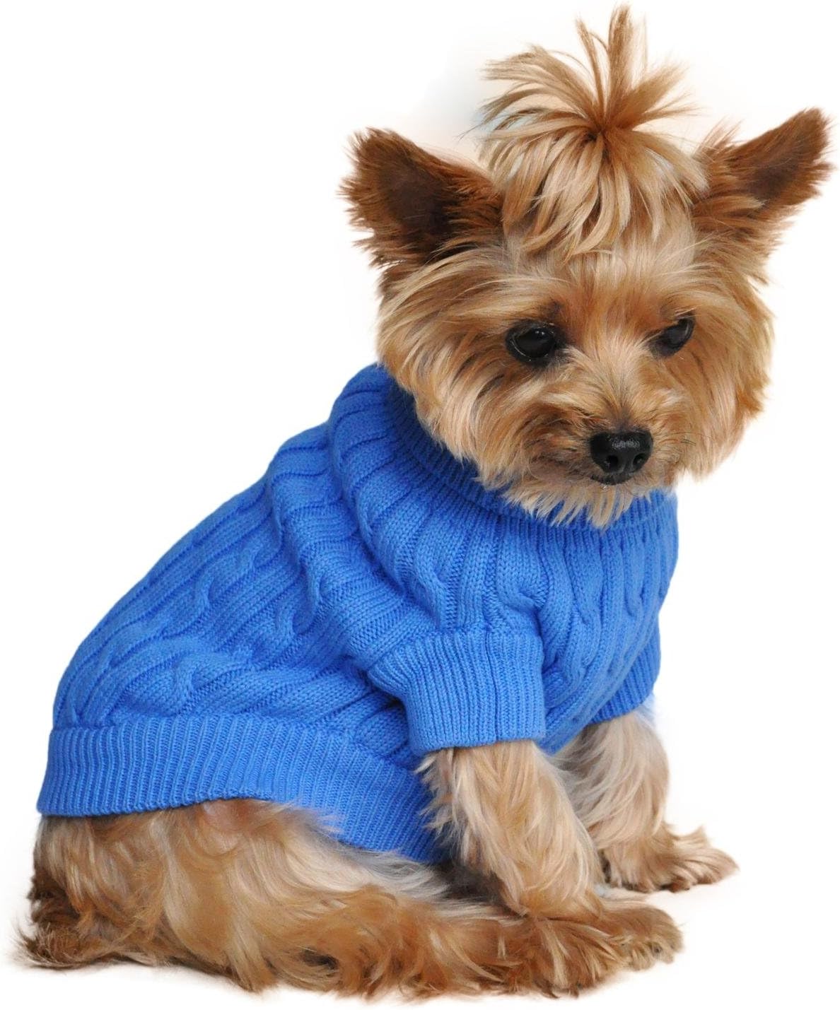 Combed Cotton Cable Knit Dog Sweater (Small, Fiery Red)