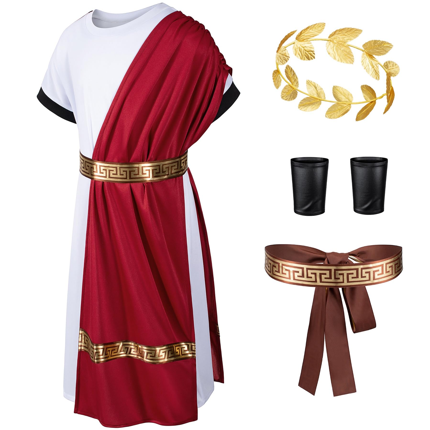 Kids Toga Costume Roman Robe Greek God Outfit Halloween Cosplay Costume Accessories Set
