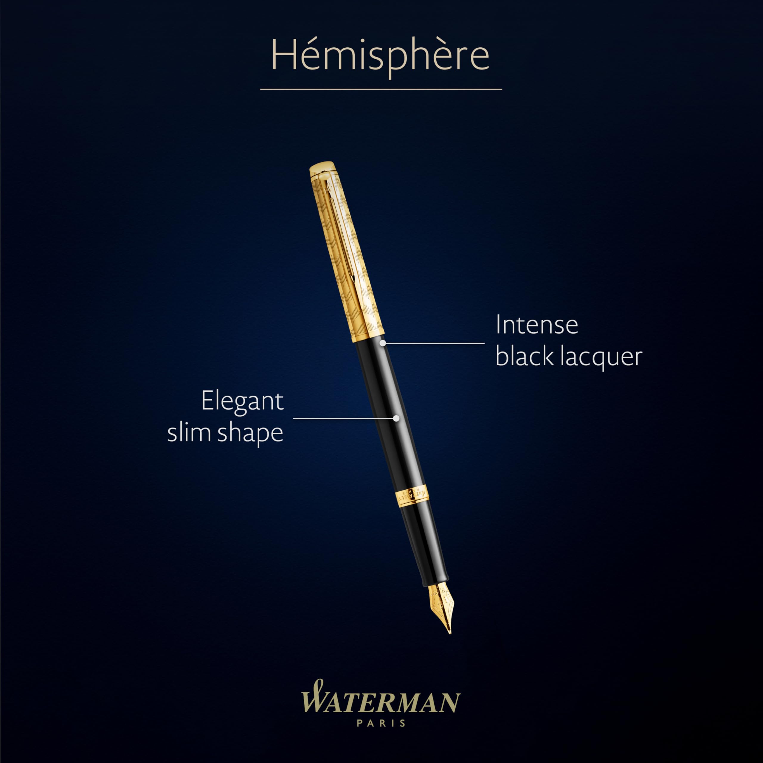 Waterman Hémisphère Penna stilografica |The Opera Collection | Nera e oro | Confezione regalo