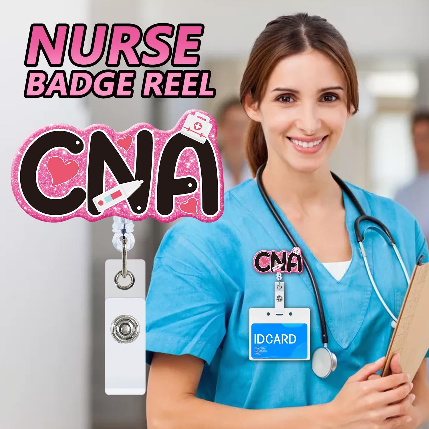 CNA Retractable Badge Holder Reels for CNA Nurse Name Card image 5