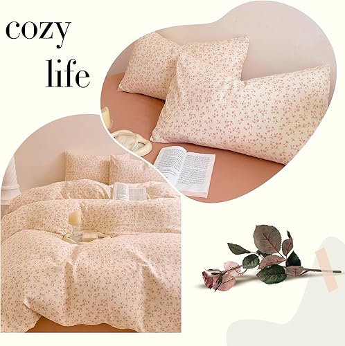 Miniatura 193 de 3 piezas de juego de funda de edredón tamaño individual XL, funda de edredón blanca con estampado floral azul, ropa de cama coquette de algodón