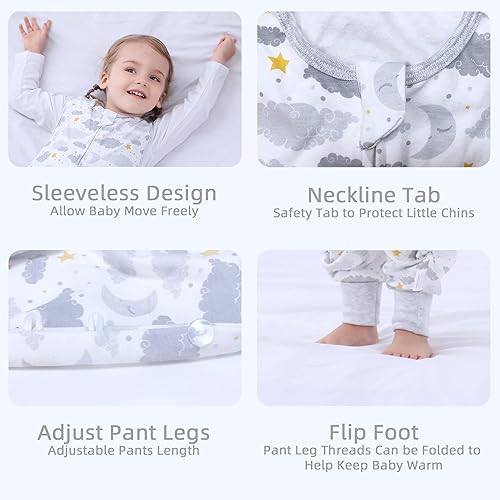 Miniatura 10 de Saco de dormir para niños pequeños, saco de dormir con pies, saco de dormir para caminar, saco de dormir con piernas, 0.5 tog