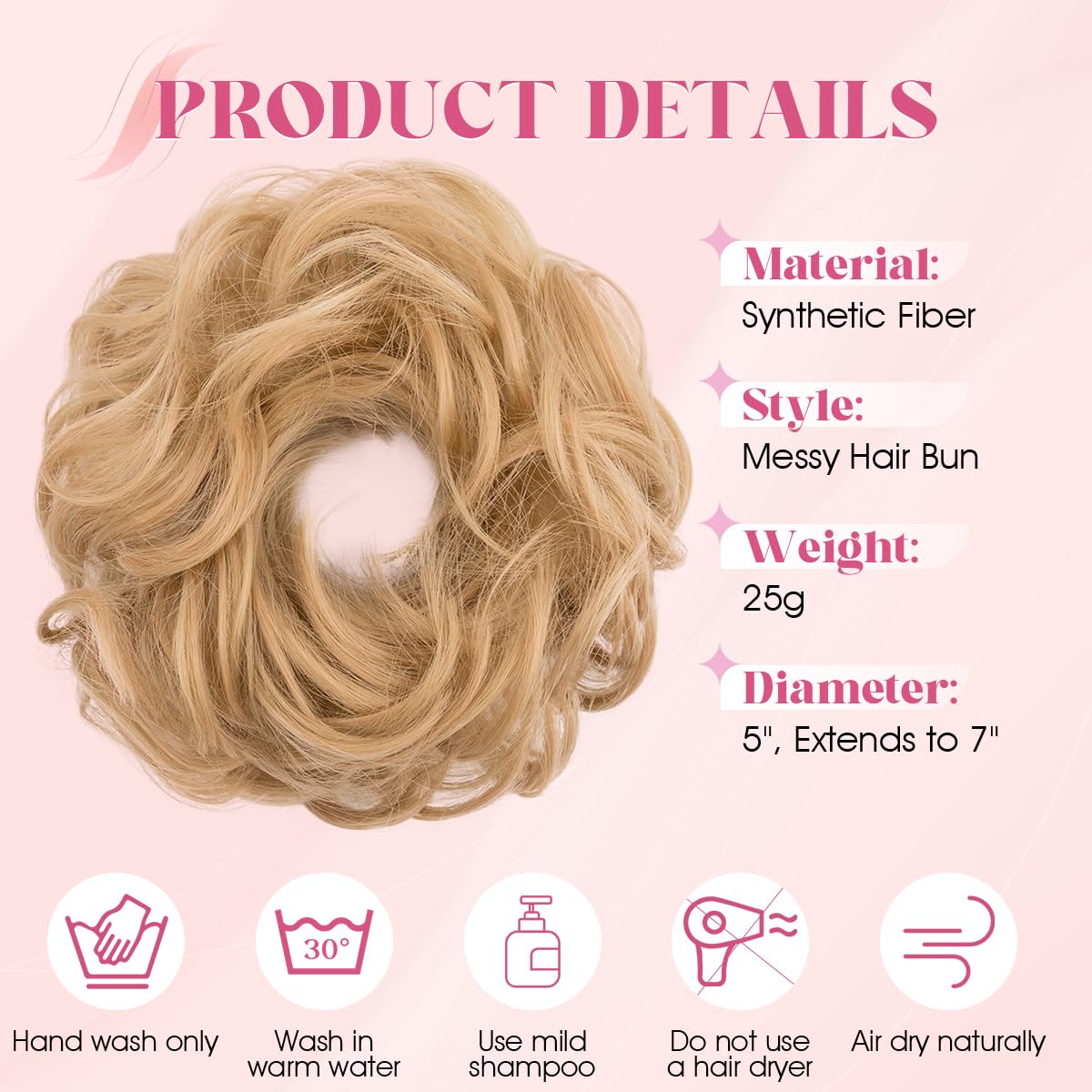 SEGO Pro Faux Messy Hair Bun Scrunchie Hair Piece for Women Synthetic Curly Bun Wig Hairpiece Updo Ponytail Extension - Image 4