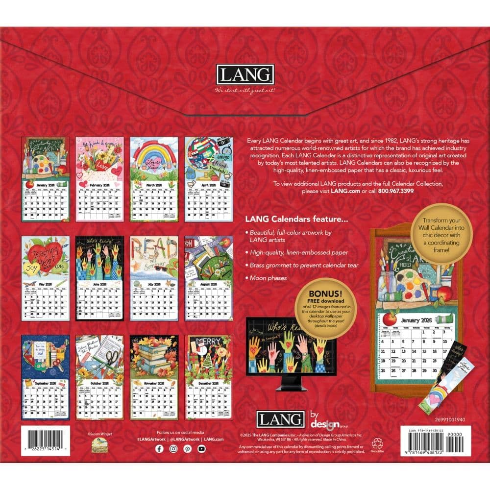 Amazon | Lang、Schoolhouse 2026 壁掛けカレンダー Susan Winget