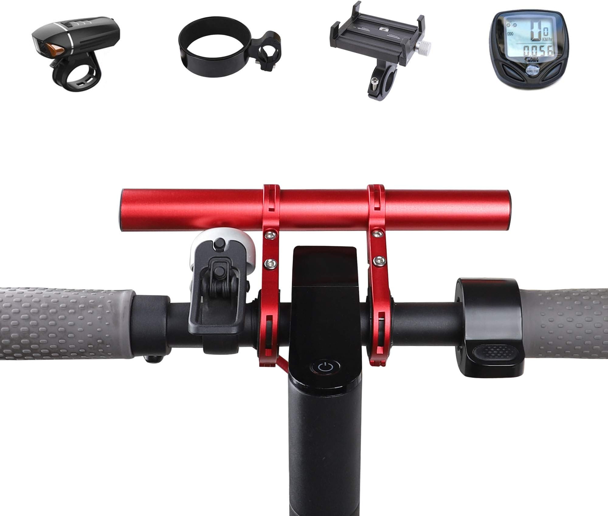 Atuka Handlebar Extender Bicycle Extension Bar Aluminum Alloy Bracket Red Space Saver Use For XIAOMI M365,Ninebot ES1 ES2,Mountain Bicycle