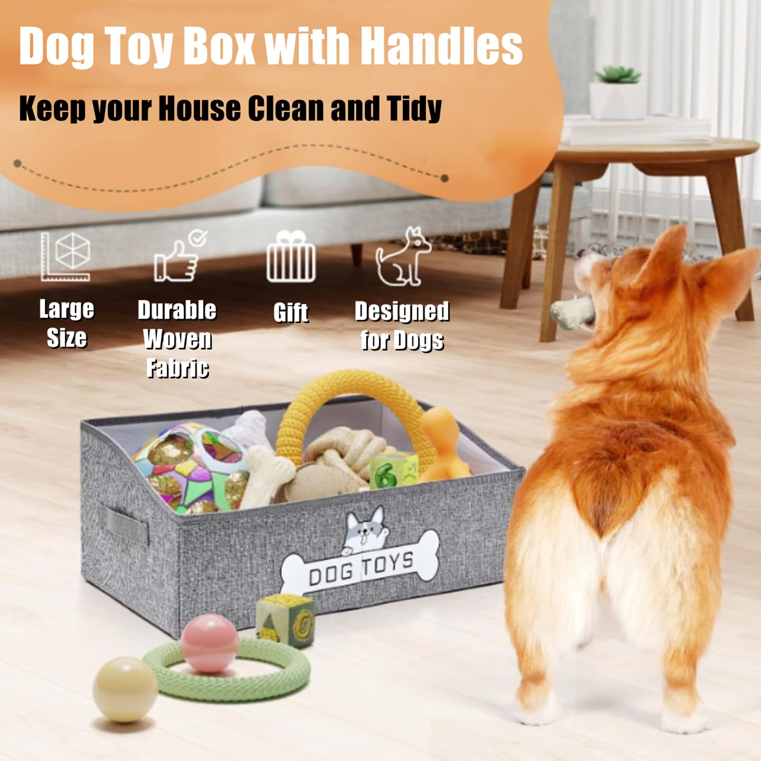 Cestone Porta Giocattoli Per Cani In Metallo 2 Pezzi - Organizer Con Manici In Legno Per Giocattoli E Accessori Animali Domestici