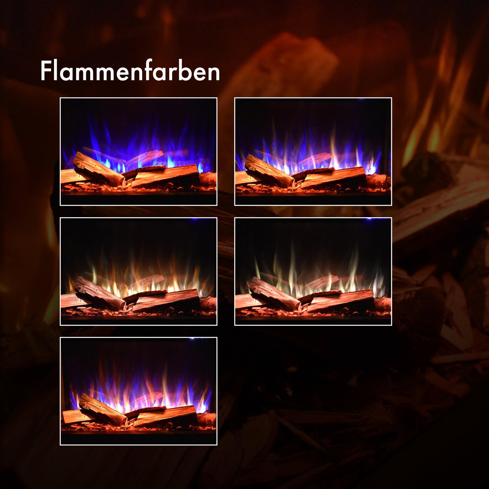 GLOW FIRE Kominek ścienny do telewizji CW5 otwarty lewy z realistycznym ogniem LED 3D E-Motion – stojący kominek elektryczny z ogrzewaniem, kominkiem i timerem, maks. 1500 W, 250 x 139,5 x 42,4 cm