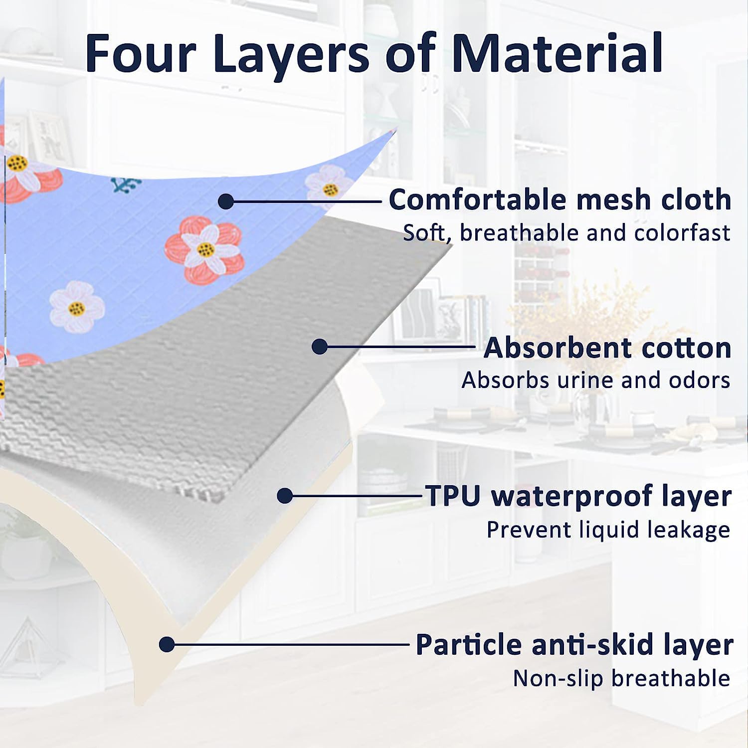 KAKOLOPT Rabbit Hamster Guinea Pig Cage Liners Absorbent Reusable Washable Pet Mats Chinchillas Bedding Pet Potty Training Pads for Small Animals Chinchilla Bunny Hamster Liners (47"x32") - Image 3