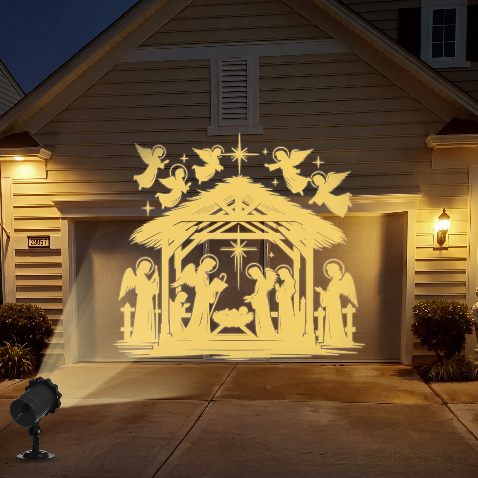 BBTO 1 Pièce Projecteur de Noël – Effet Crèche Animé, Projection 3D de Style Holographique, Fonction Minuterie, Projecteur pour Intérieur et Extérieur, Motif Crèche de Noël