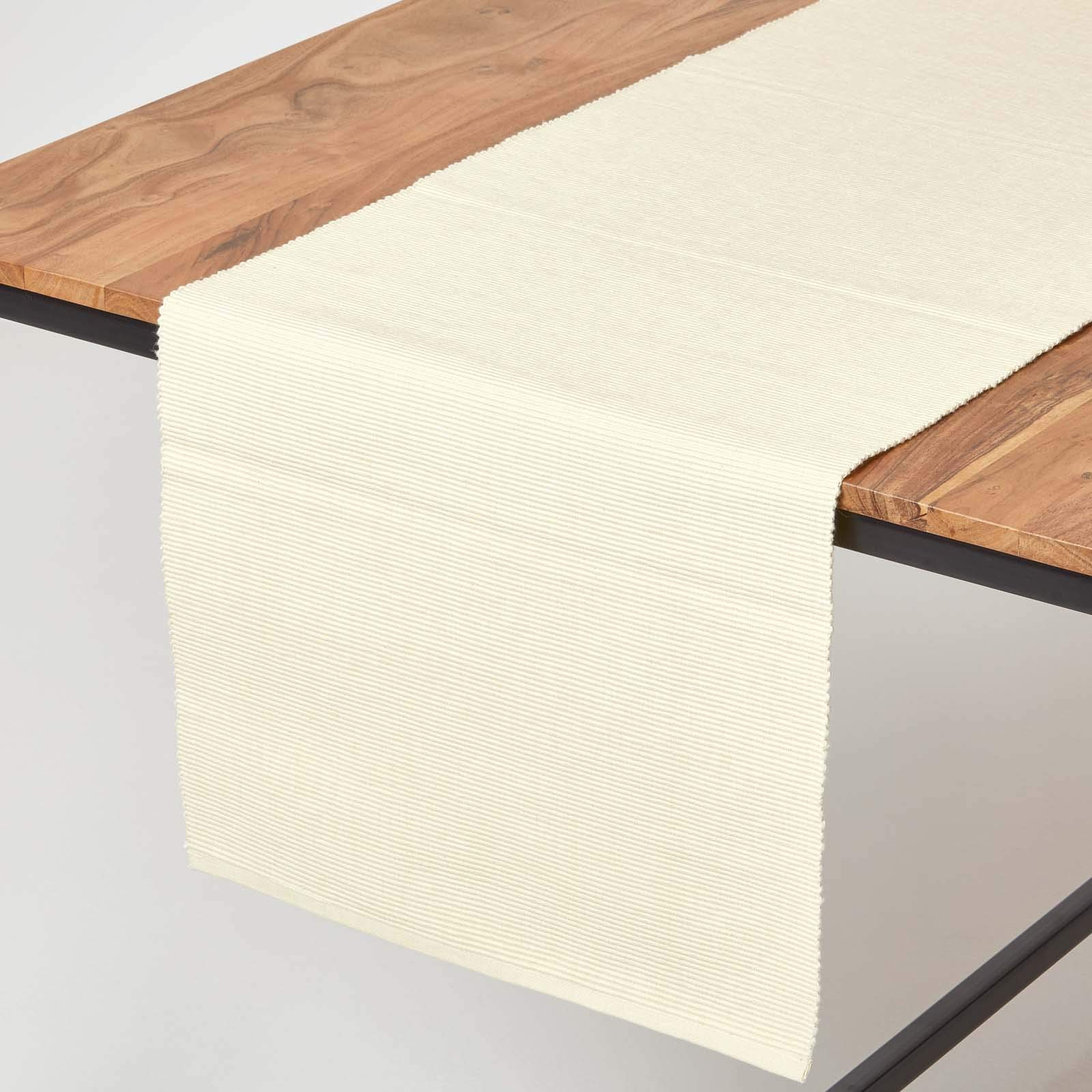 Homescapes Natur Cotton Plain Cream Table Runner