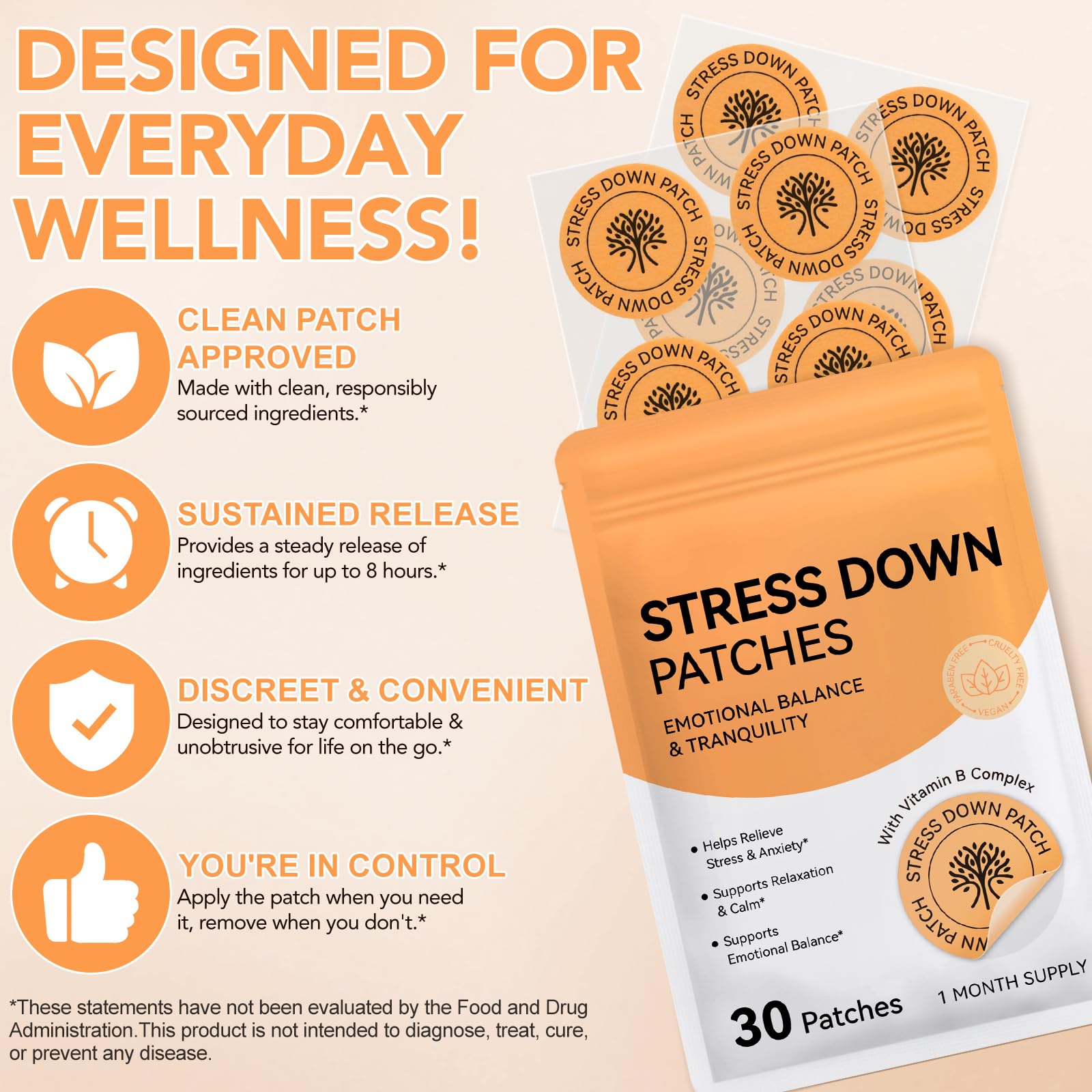 2 Packs Stress & Anxiety Relief, Cortisol Level Support for Women Men, Calming Adhesive Balance Patch for Relaxation & Mood Support, Stress Down Patches for Daily Mental Wellness, Vegan-Friendly — Amazon image 4