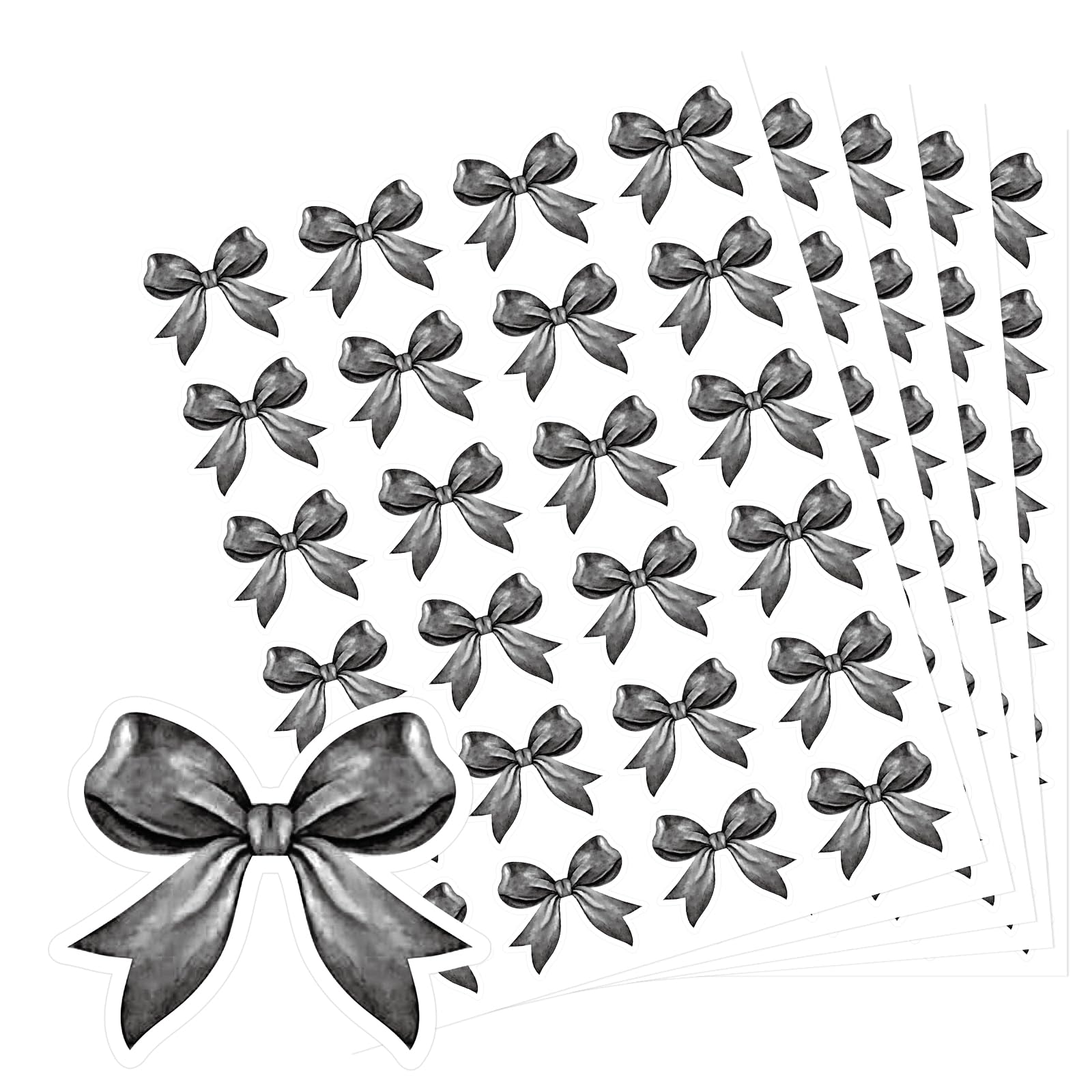 Anwyll Black Bow Stickers - Coquette Bows Stickers 480Pcs Valentines Day Bow Sticker Self Adhesive Cute Watercolor Bowknot Sticker for Water Bottle