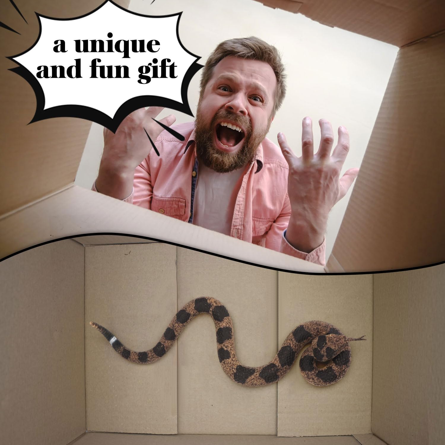 Rattle Snake Prank With String Clip, Rattlesnake Fake Snake On a String Prank, Realistic Rubber Snake Prank for Teasing Friends/ Keep Birds Away/ Hallowmas, Funny Prank Kit for Adults, Prank Stuff
