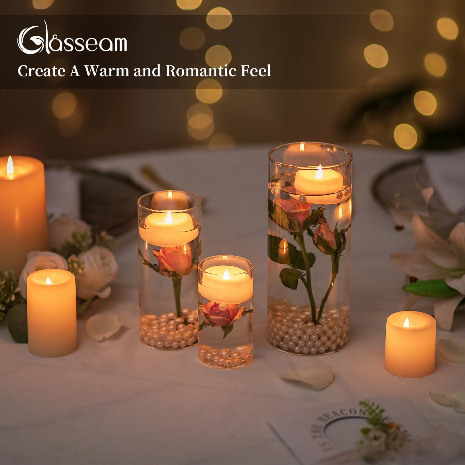 Cilindro Vaso Per Fiori In Vetro Trasparente, 3 Pezzi/Set Glasseam Modern Basic Vasi Per La Decorazione Della Tavola Centrotavola Matrimoni Fiori Rose Pampa Per Soggiorno Ornamenti, 10/15/20 Cm Alto