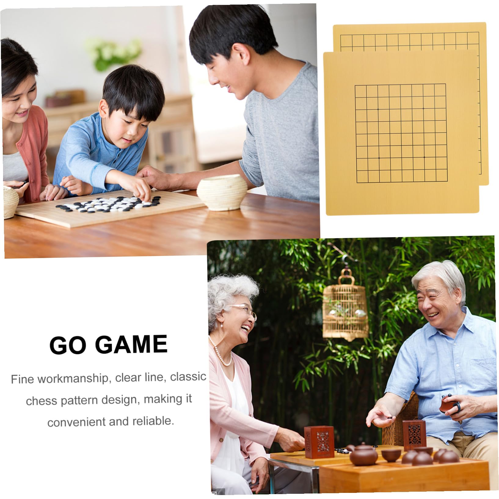 Plateau de Go en Bois Pliable Double Face Stable, Lot de 2 Pièces, Planches de Jeu pour Garçon et Filles, pour Voyages et Jeux de Société