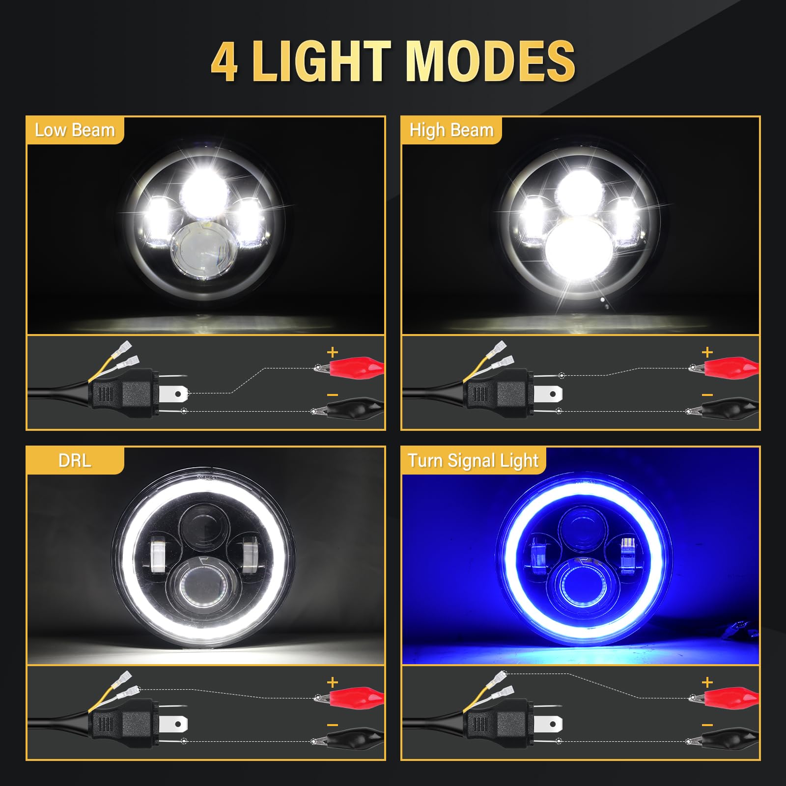 2 x 7 pouces Phare LED Auto Moto, 50W Phare de Travail Blanc Bleu