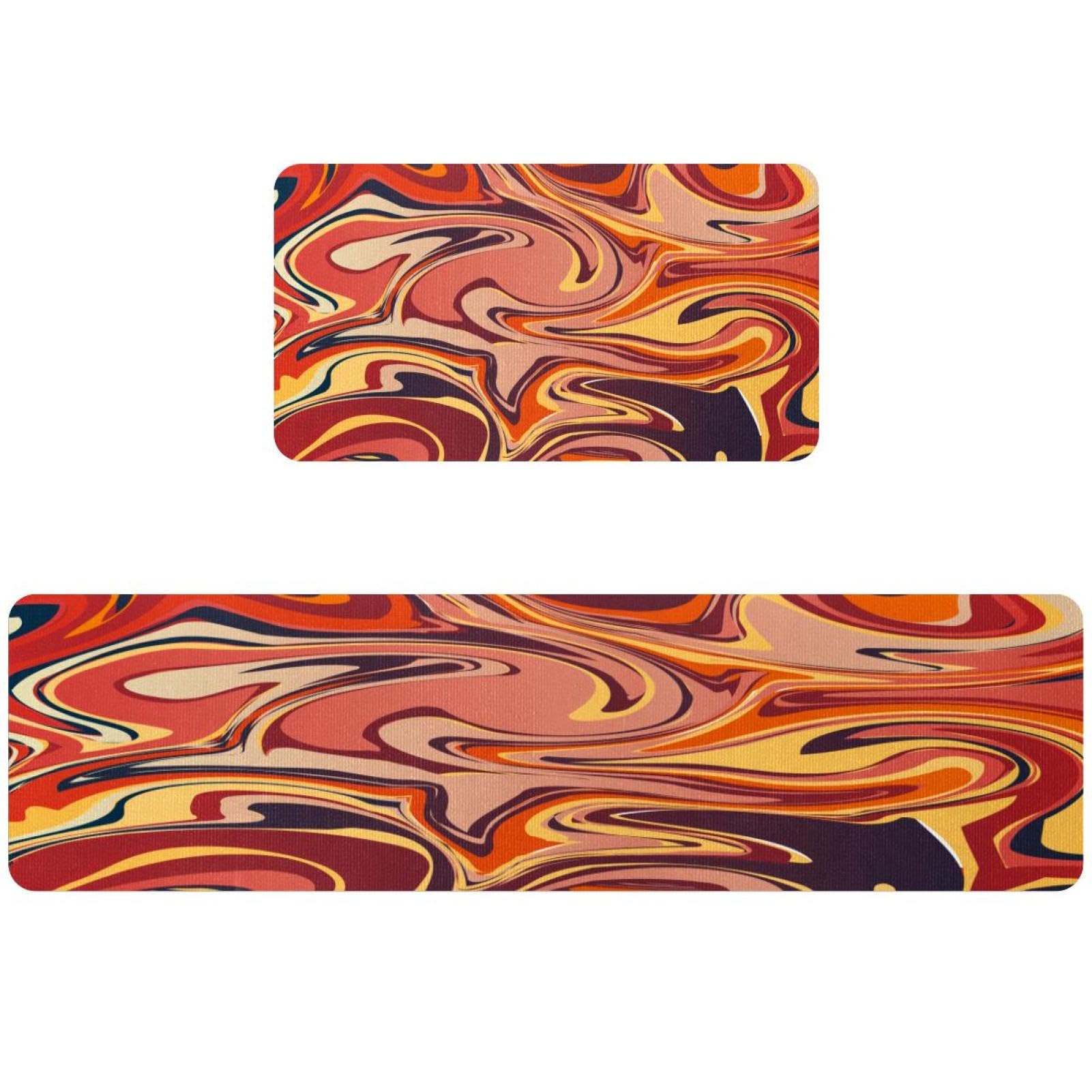 Tapete de cocina antideslizante lavable de 2 piezas, alfombra absorbente con diseño de mármol