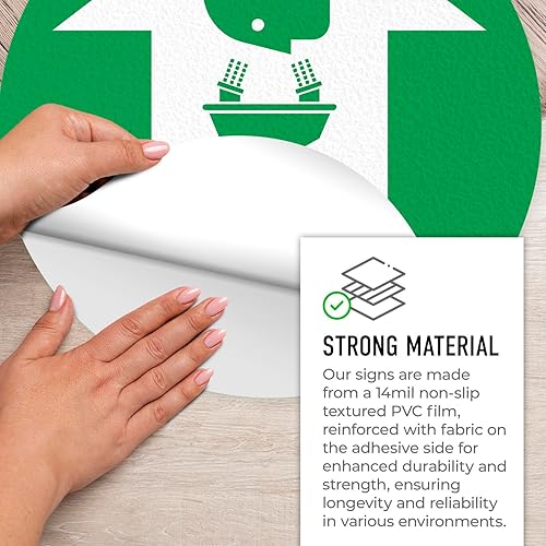 Miniatura 6 de Adhesivo adhesivo antideslizante para suelo de 10 x 10 pulgadas, diseño de lavado de ojos y gráfico, fabricado en Estados Unidos