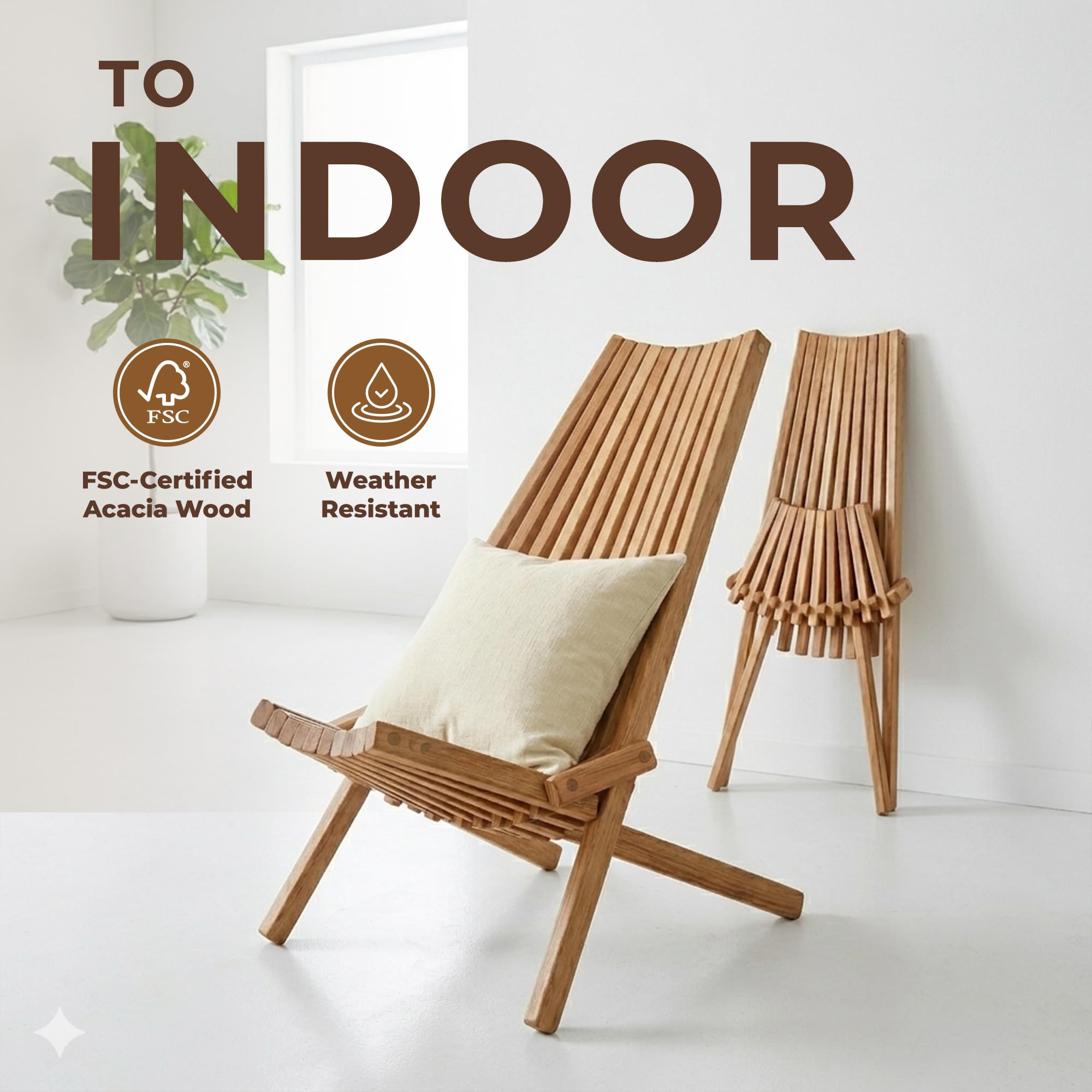 Amazon.com : Melino 2PCS Wooden Folding Tamarack Chairs, FSC