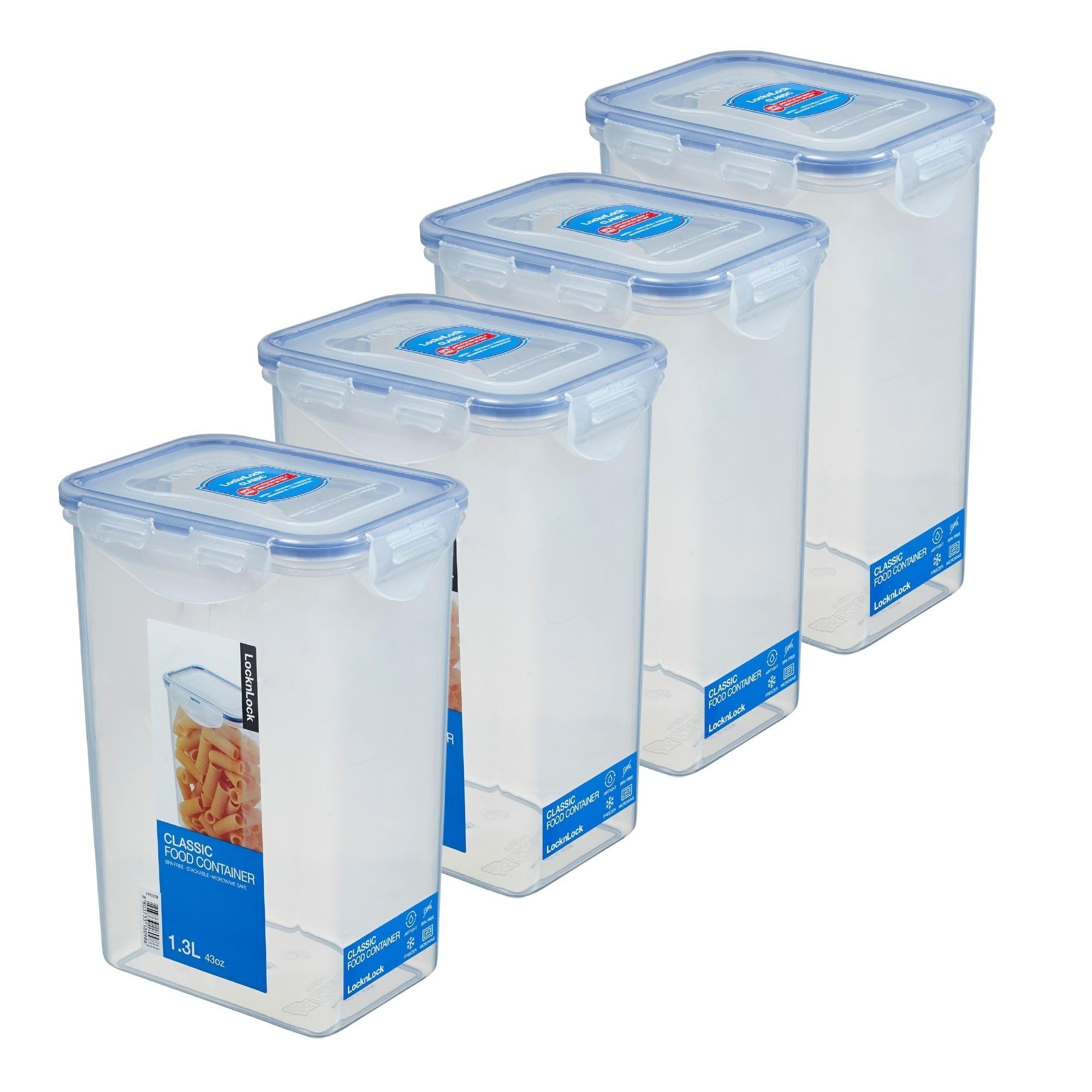 Locknlock Transparent Hpl809 Storage Containers 1.3 Litres – Dimensions (L X W X H): 135 X 102 X 185 Mm – Suitable For Freezing And Microwave – Lock And Lock Containers Food Box Meal Prep Boxes Pack Of 4