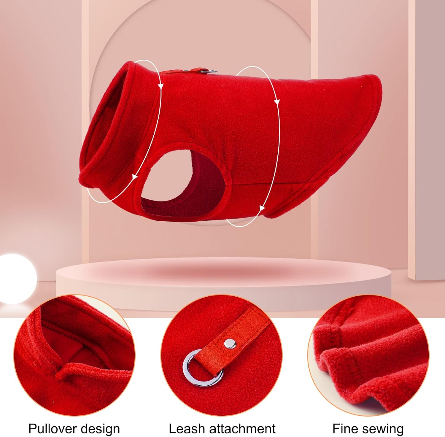 6 Pieces Dog Fleece Vest Dog Pullover Warm Dog Jacket Cold Weather Pet Sweater with Leash Ring Cozy Dog Clothes for Small Cats Dogs (Fresh Colors, Small)