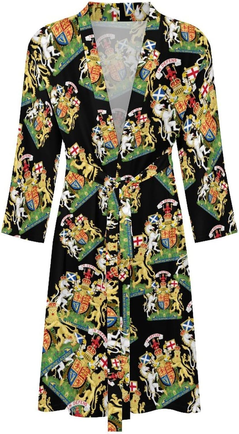 Coat of Arms of The United Kingdom in Scotland Mens Robe Long Bathrobe for Women Bath Robes Lightweight Soft Sleepwear