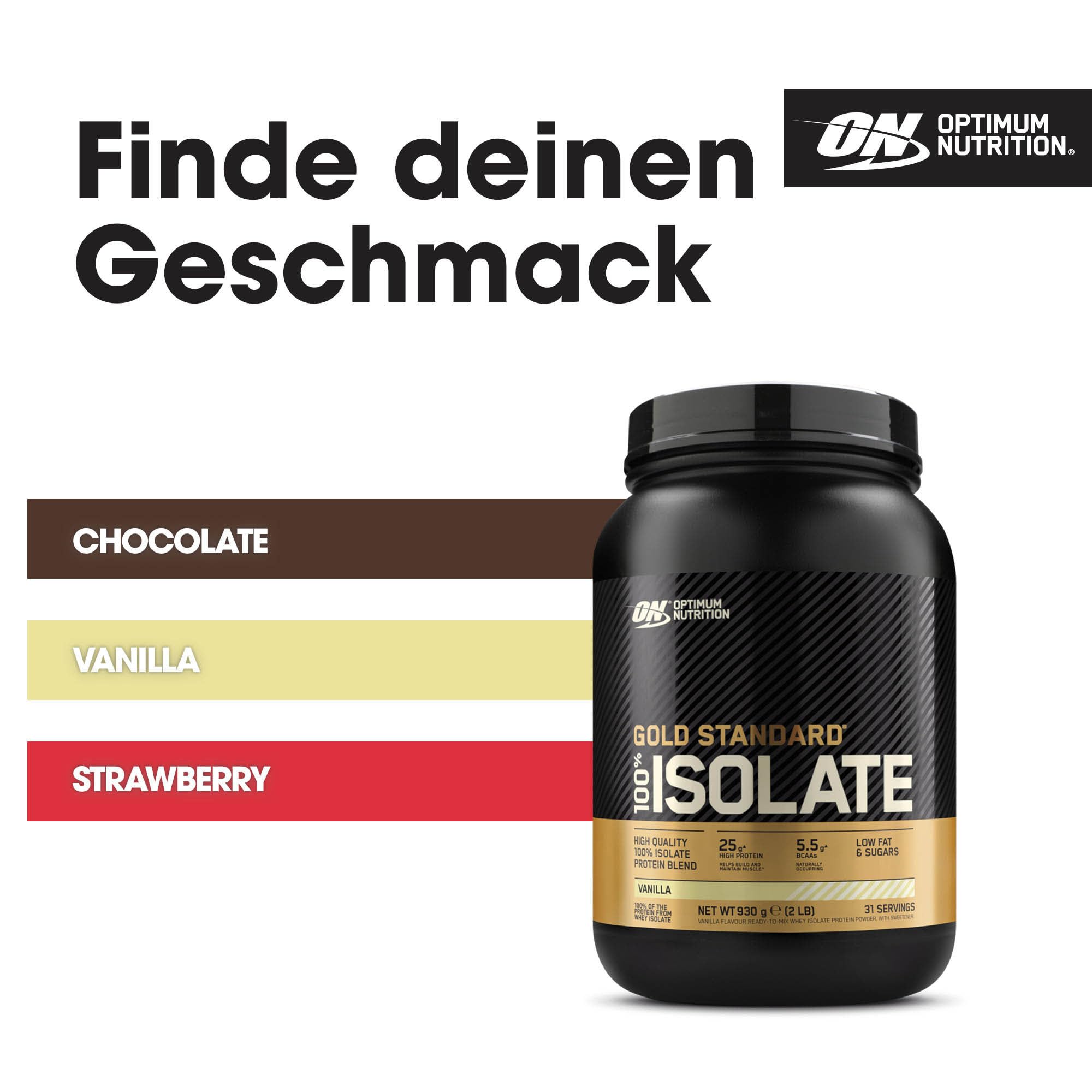 Optimum Nutrition Gold Standard 100% Whey Proteinisolat Pulver, Geschmack Vanille, 930g, 31 Portionen