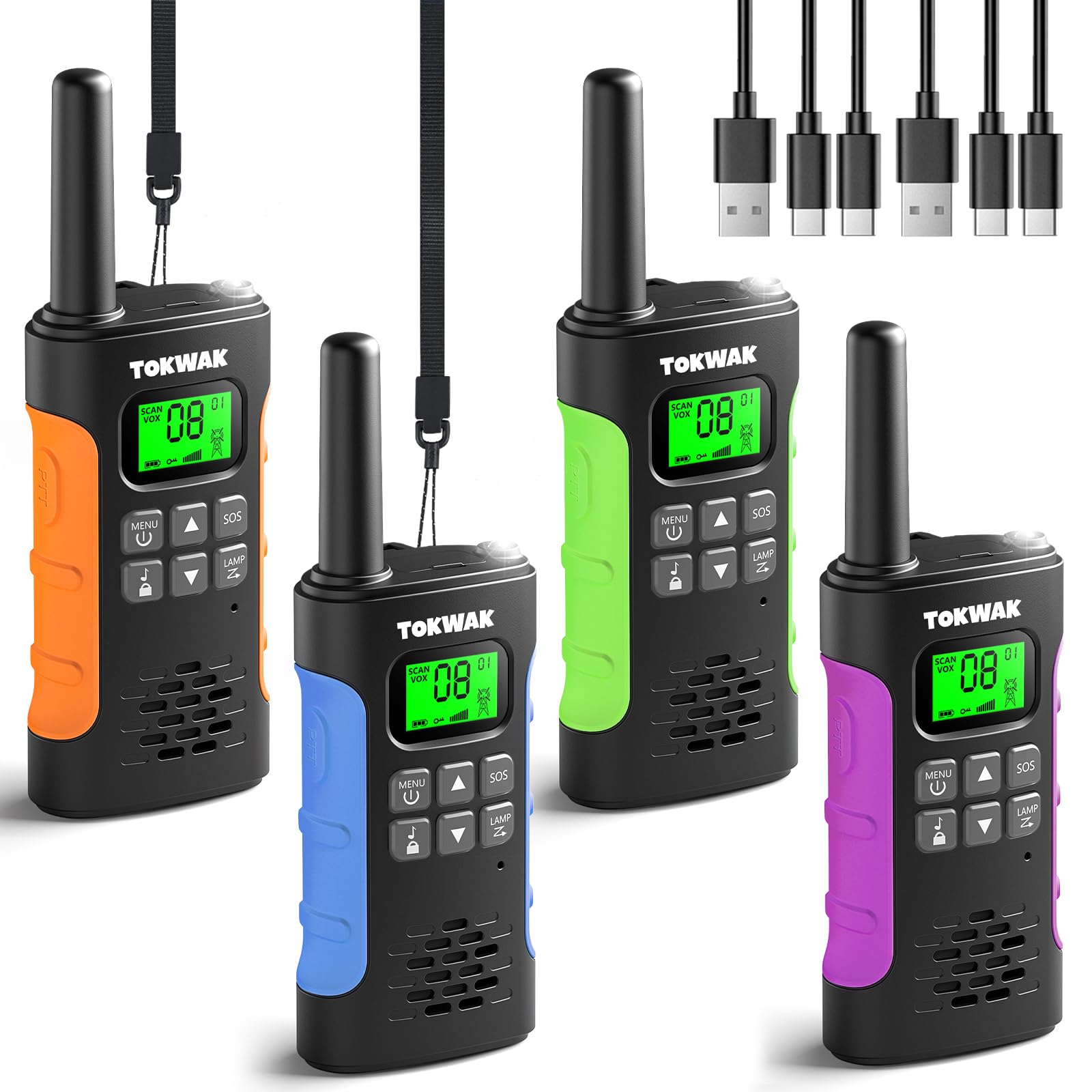Walkie Talkies for Kids Adults, Long Range Walkie Talkies 4 Pack with 1000mAh Battery, VOX & Flashlight, Rechargeable 16 Channel Two Way Radio Set, Walky Talkie Kids for Camping, Outdoors, and Hiking