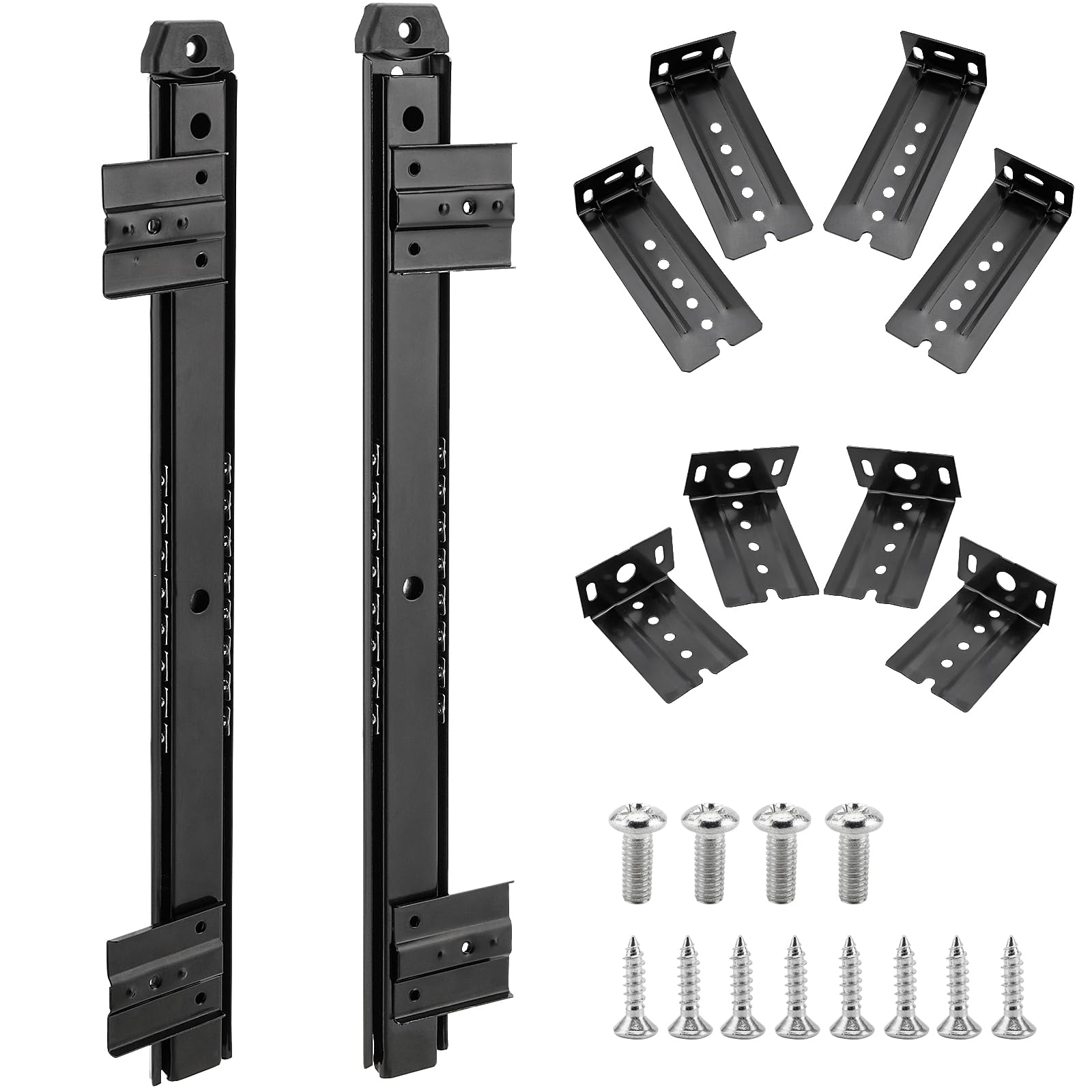 1 para (zestaw 2 szt.) 350 mm wysuwana pó?ka na klawiatur?, wysuwana szuflada na klawiatur?, prowadnice z ?o?yskiem kulkowym, do klawiatury, myszy, laptopa, czarna ze ?rub?